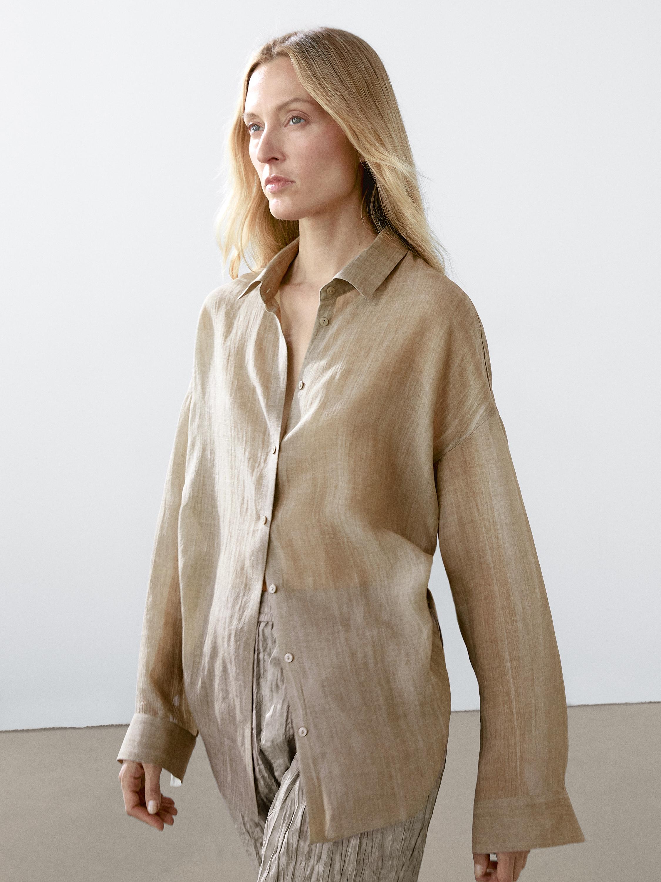 Flowing maltinto ramie blend shirt