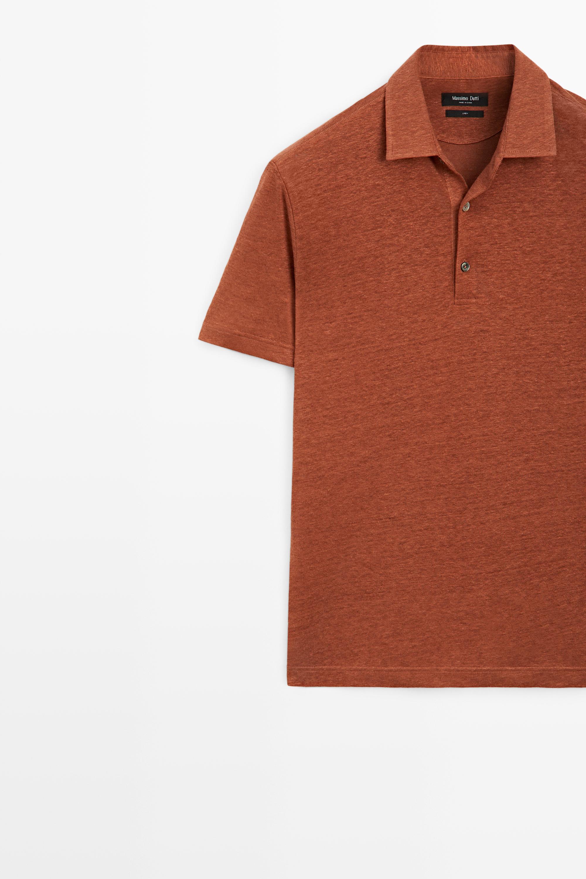 100% linen short sleeve polo shirt — Washed