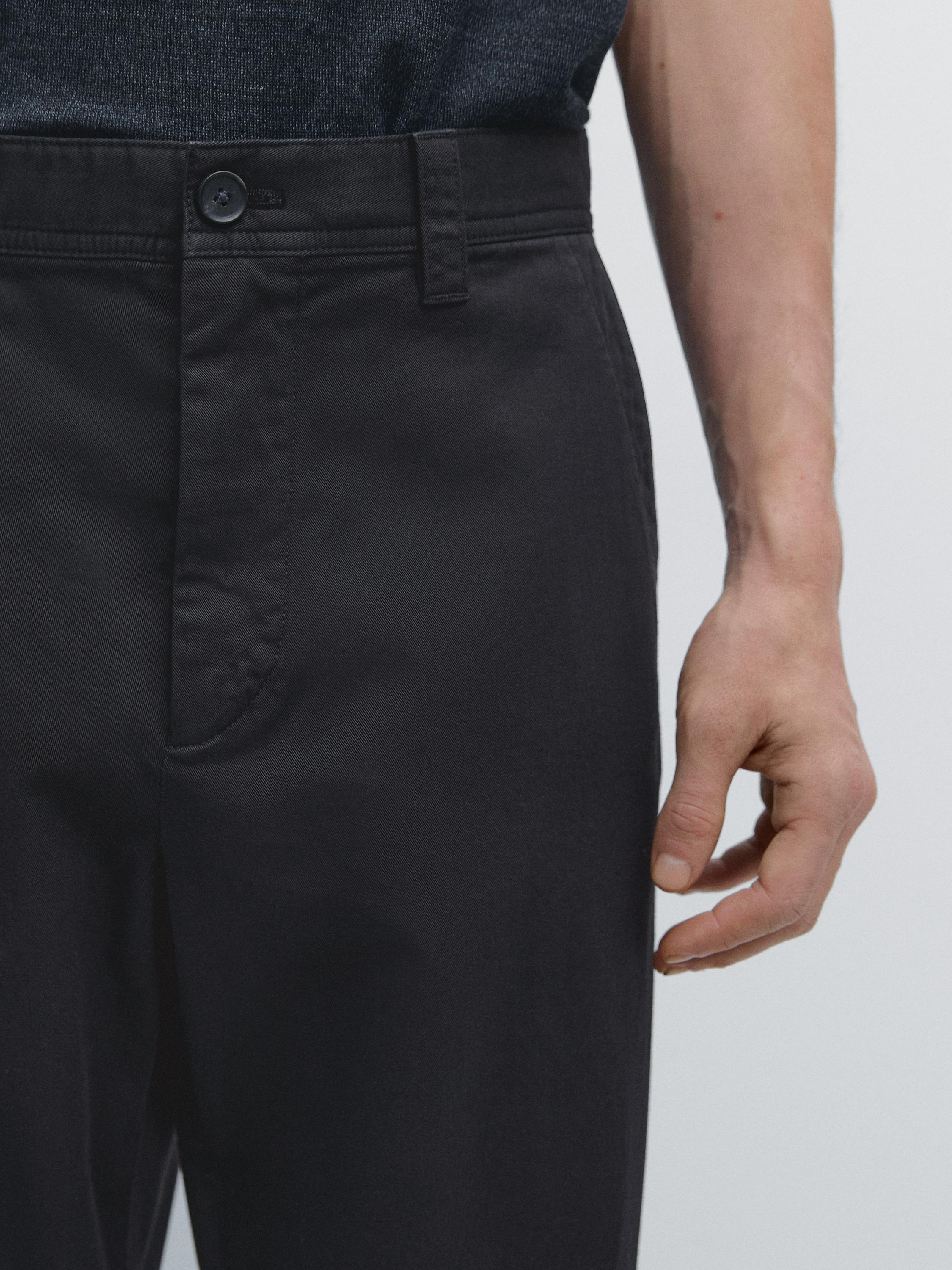 Relaxed fit cotton trousers — NAVY BLUE