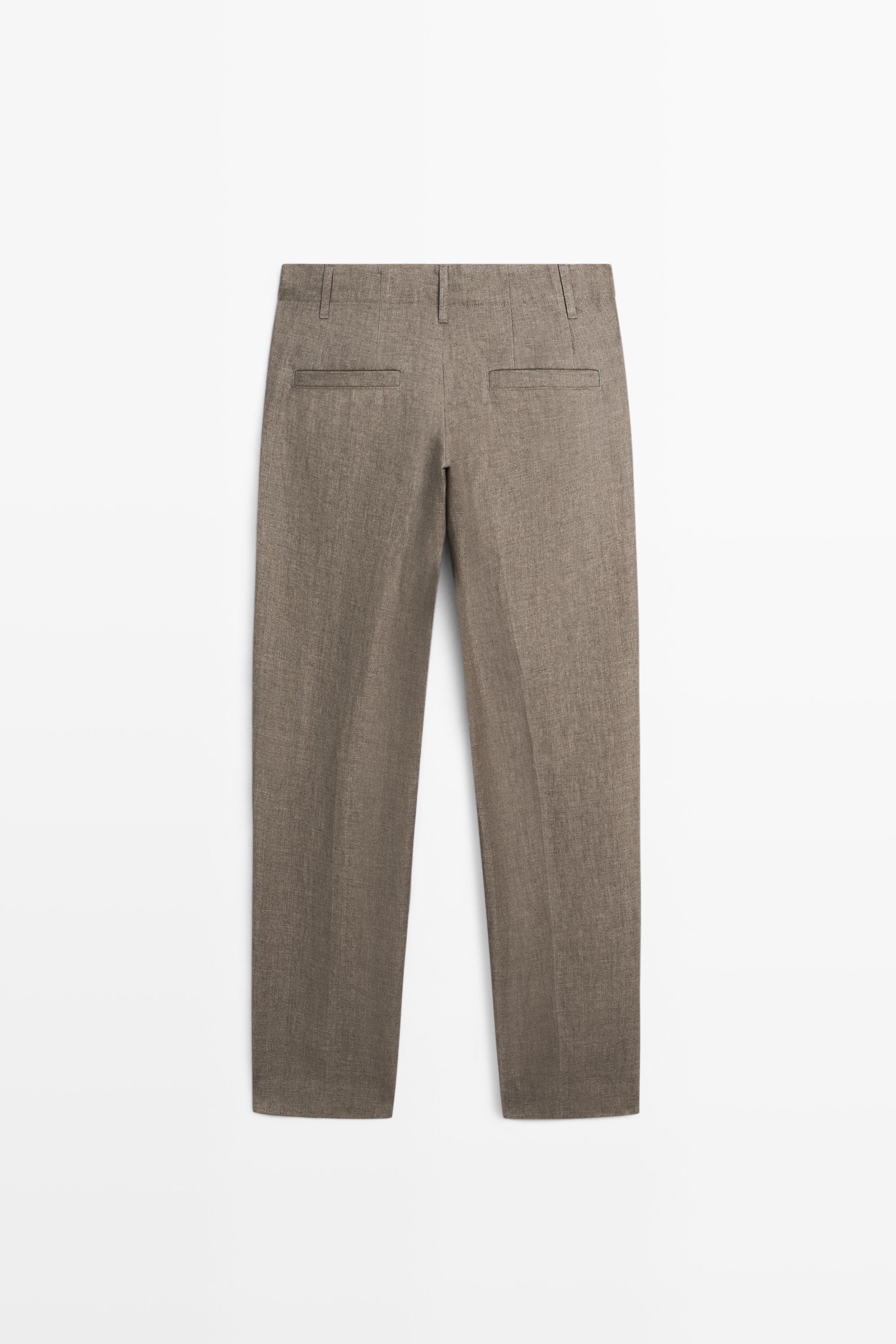 100% linen faded total look pants — GREENISH