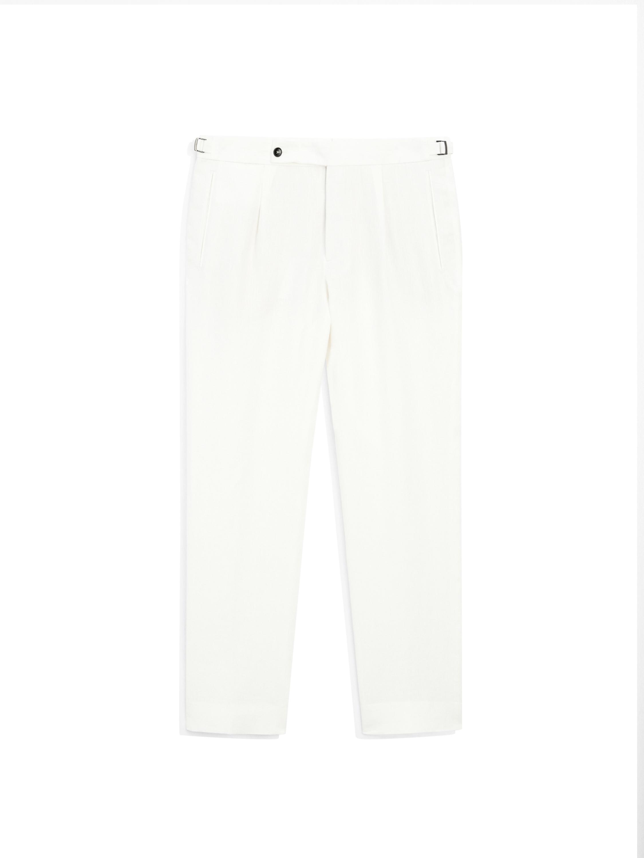 100% linen darted trousers · Navy Blue, Cream · Dressy