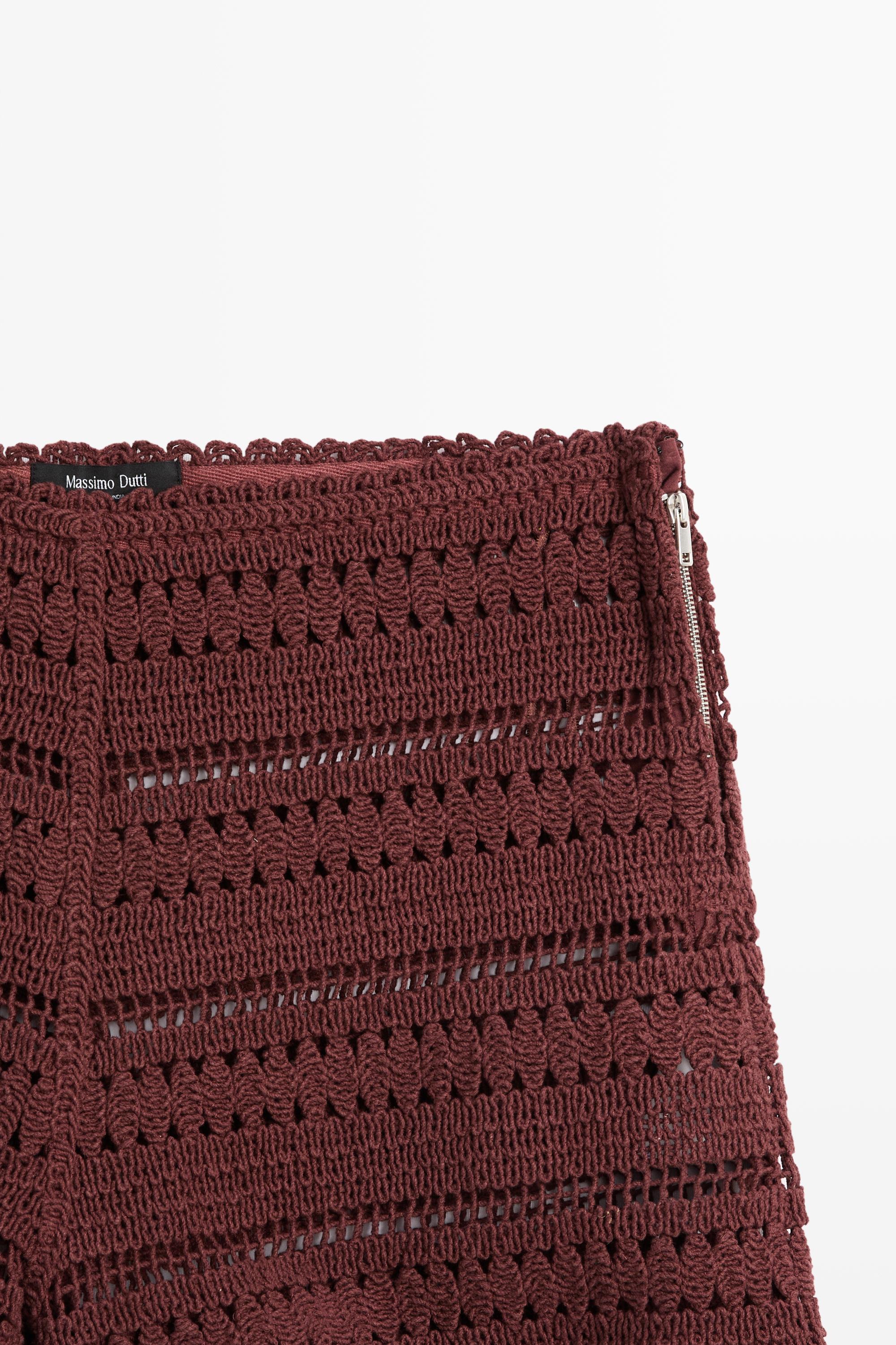 Cotton crochet shorts — RUSSET