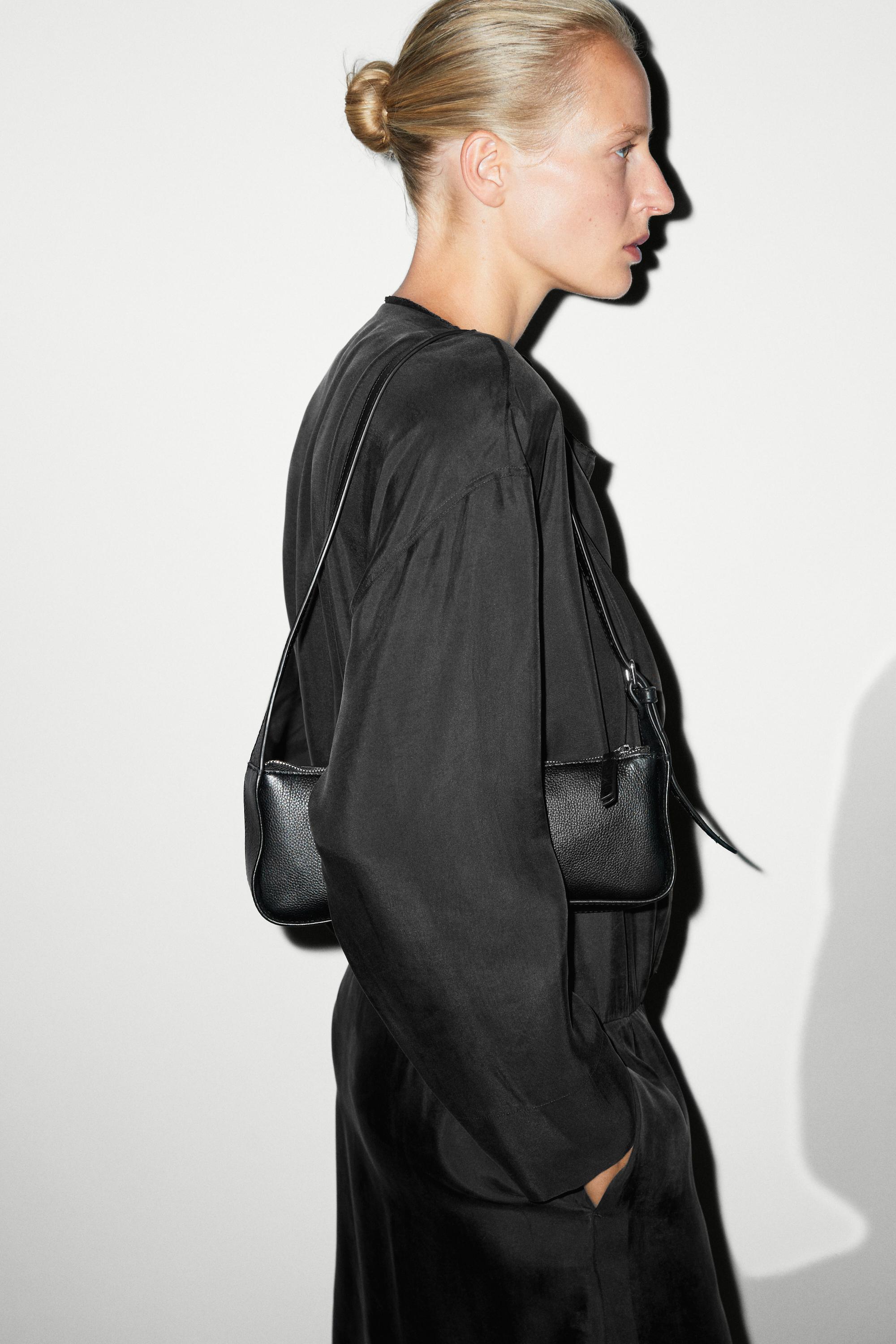 Fluid midi dress with collar detail — BLACK