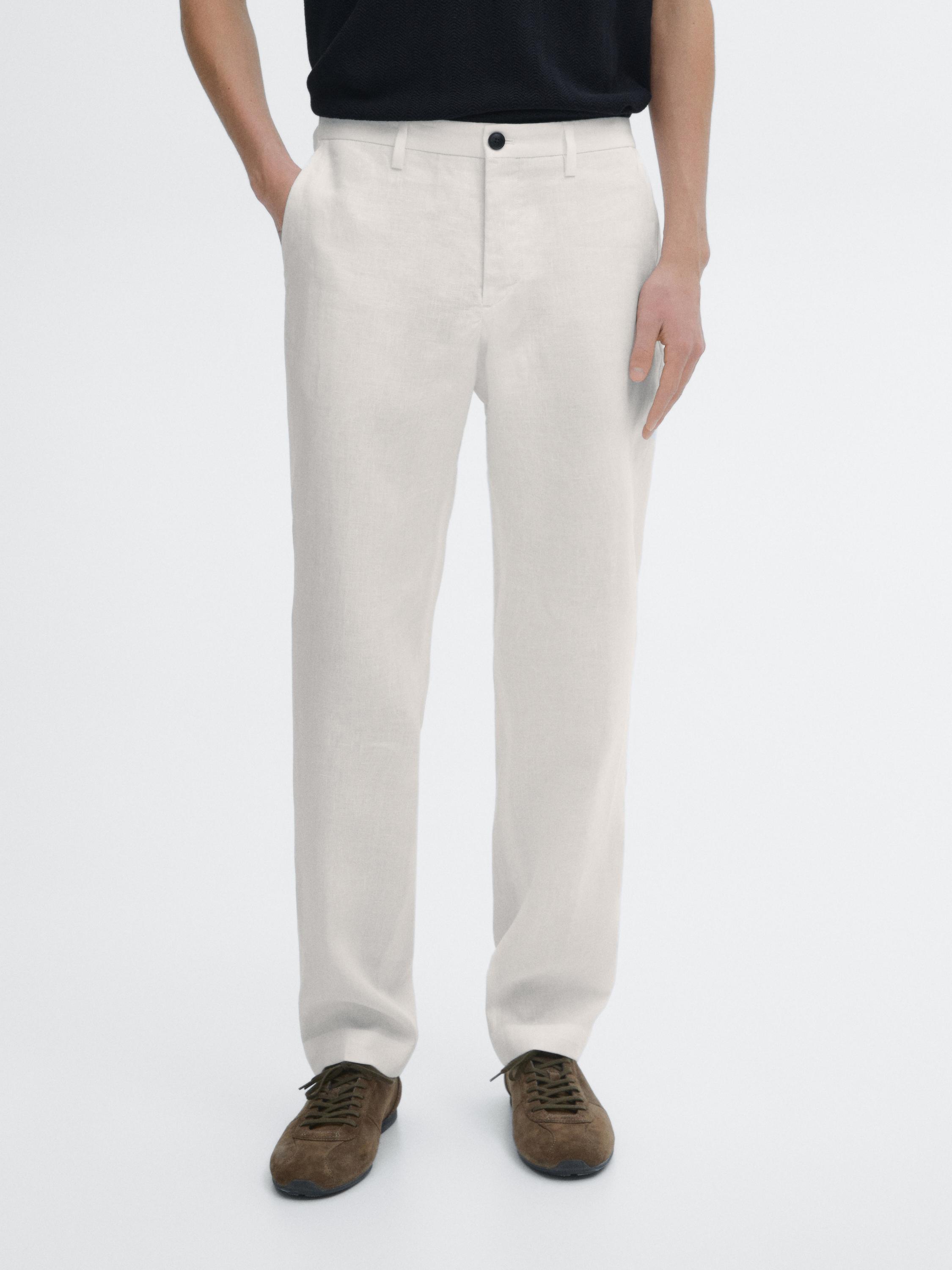 100% linen regular fit trousers