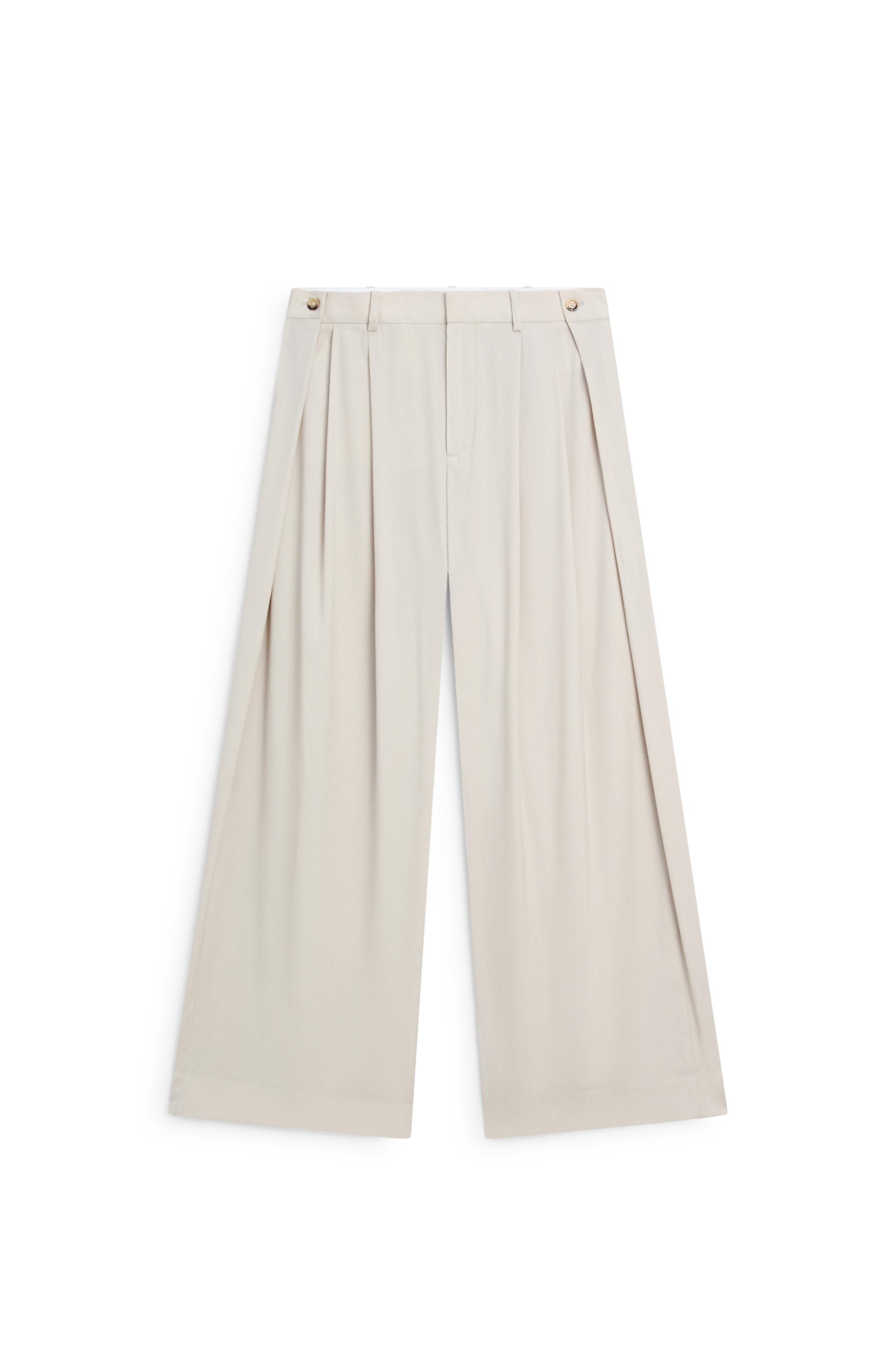 Wool blend darted pants with button detail — ICE