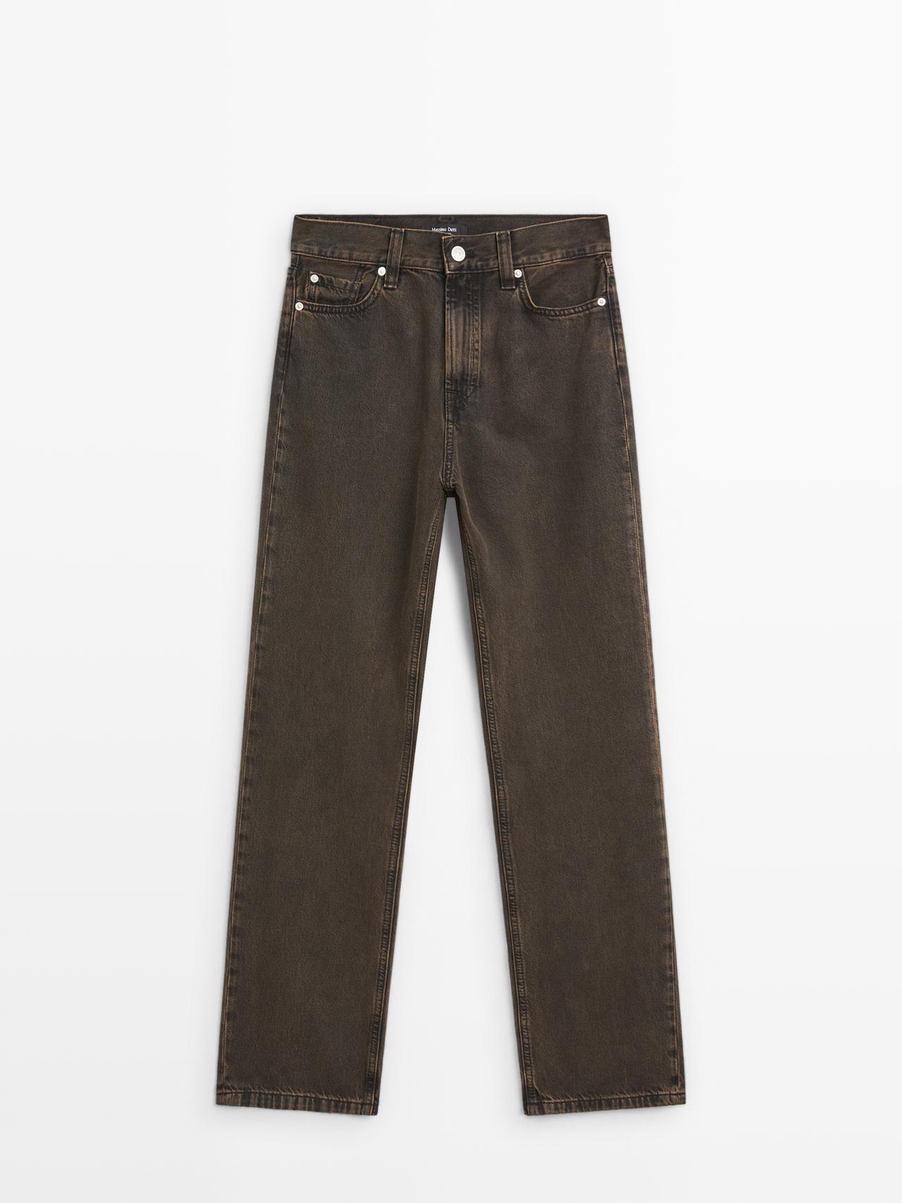 Massimo Dutti - Dame - Højtaljede Jeans Med Lige Ben - Grå-Naturlig - 44
