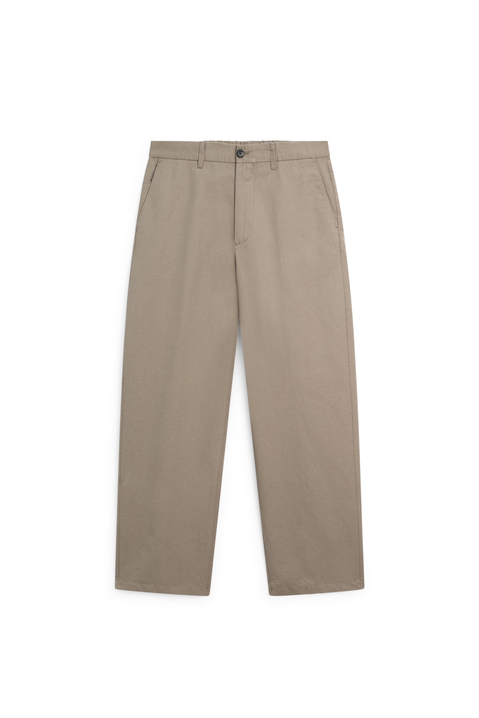 Cotton and linen barrel fit poplin trousers — GREEN