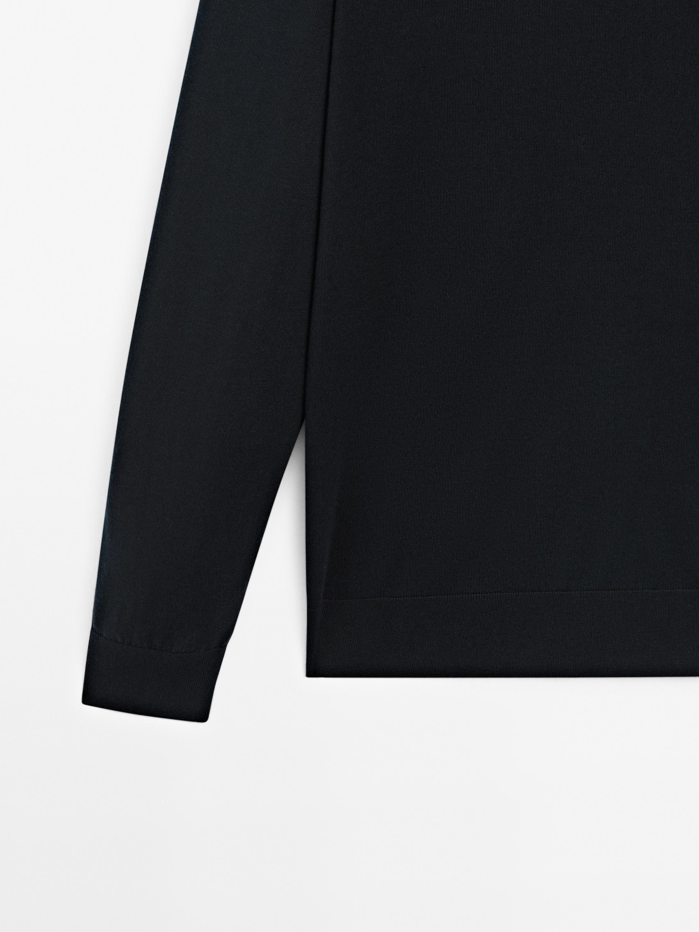 Wool blend knit polo sweater
