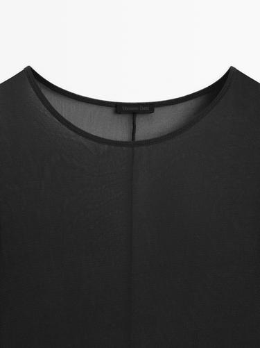 Long sleeve silk T-shirt — BLACK 8