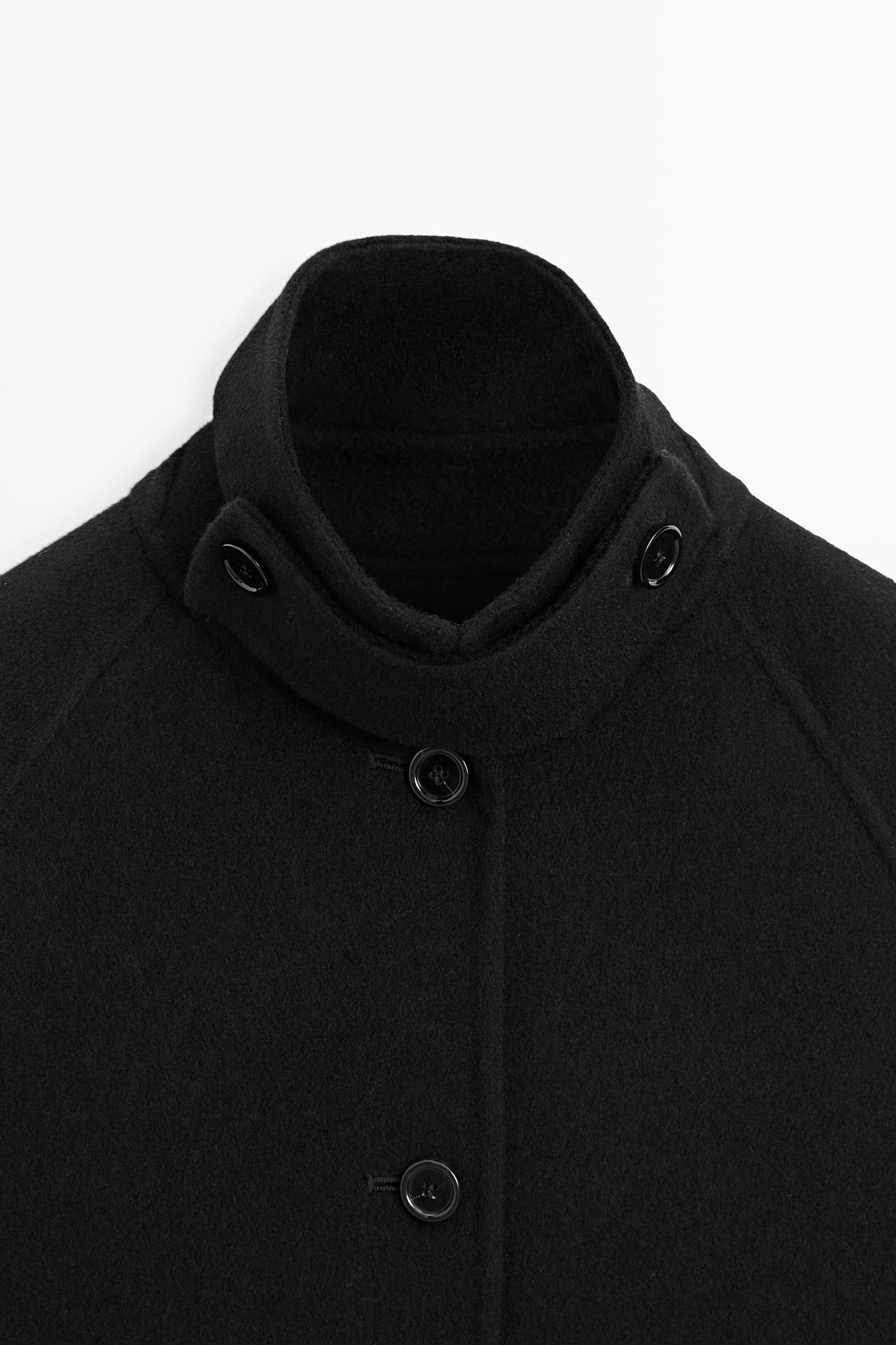Wool-cashmere blend loose-fitting long coat — BLACK