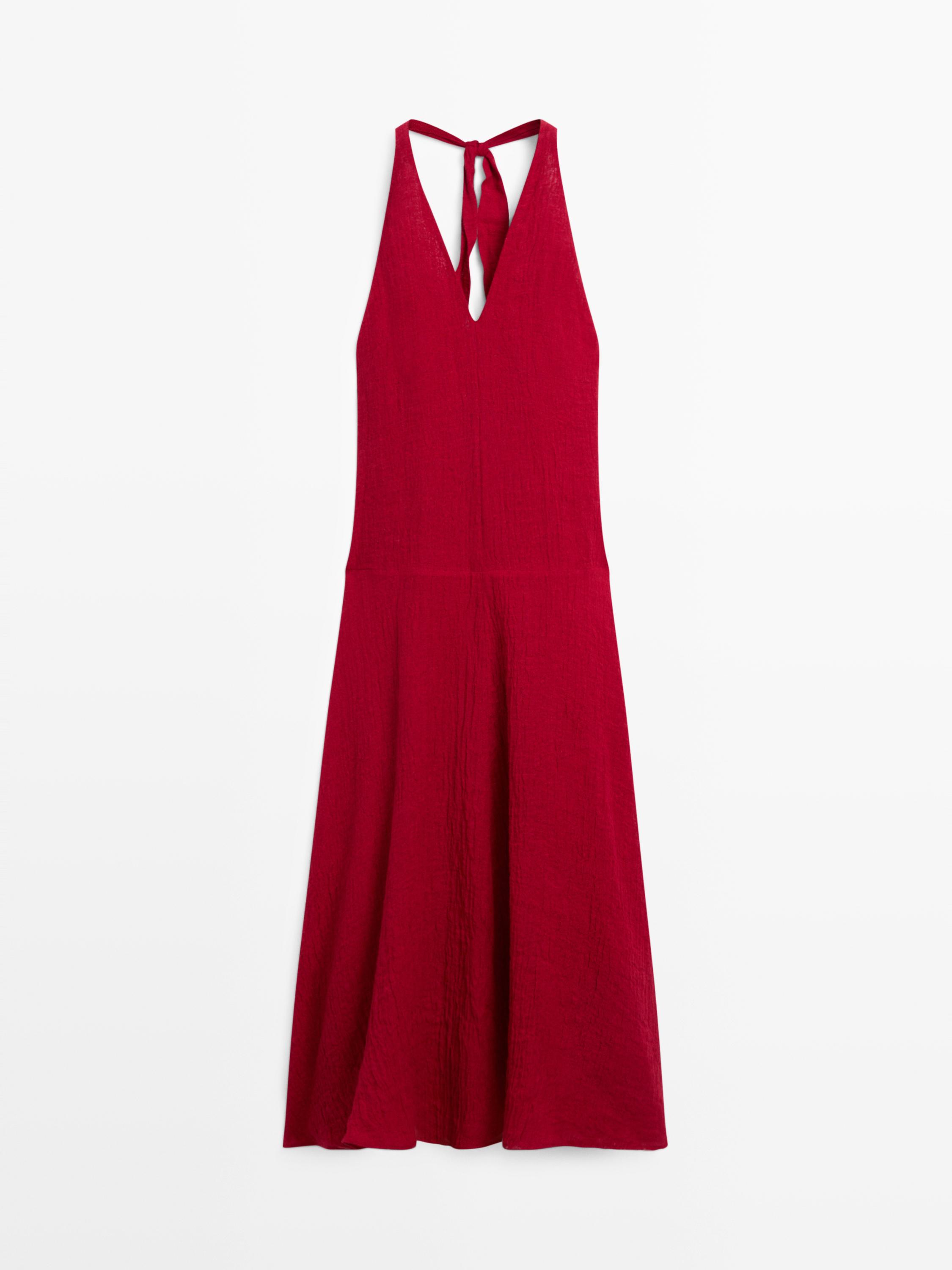 Robe longue décolletée 100 % lin