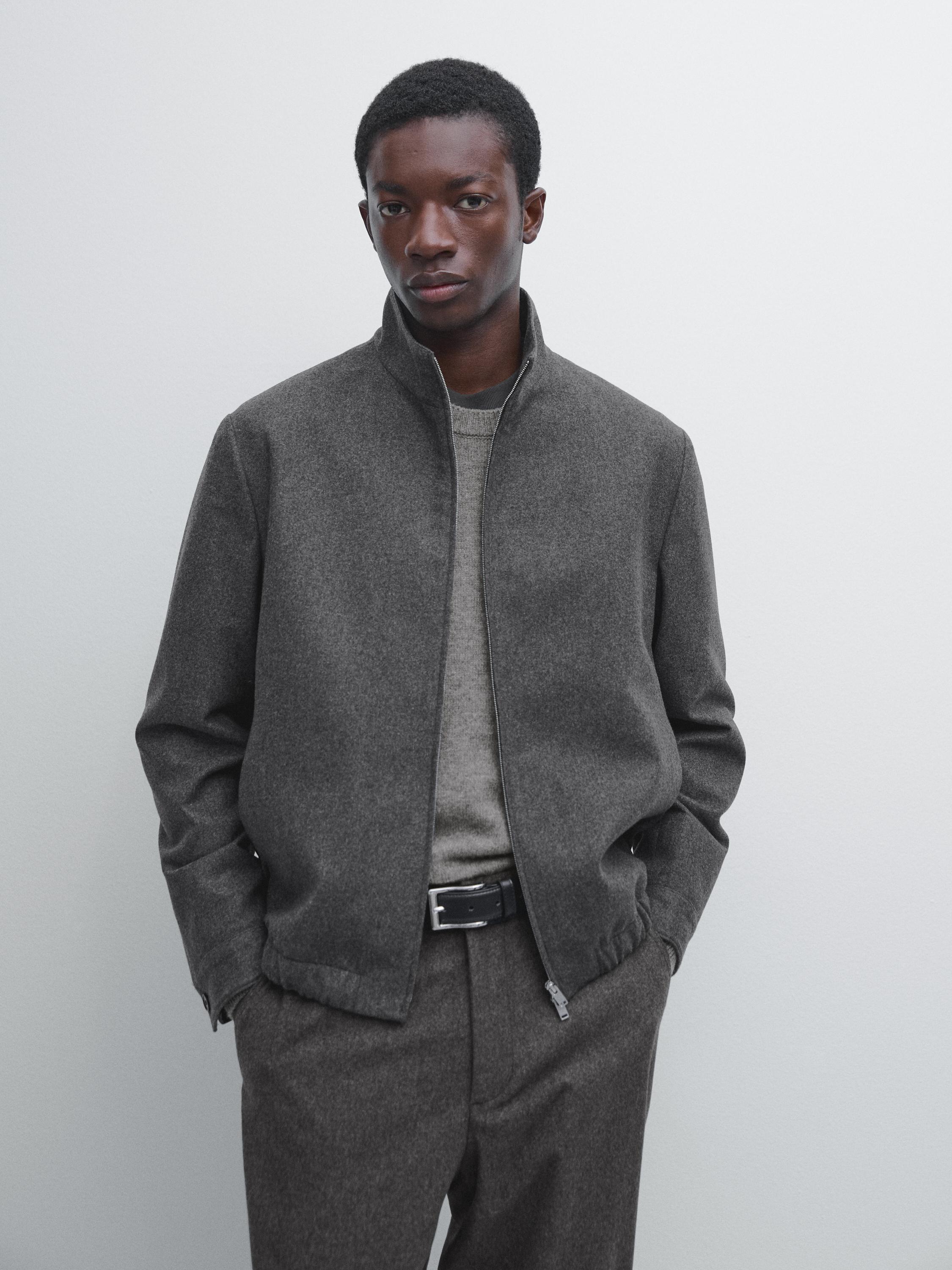 Yün karışımlı bomber ceket