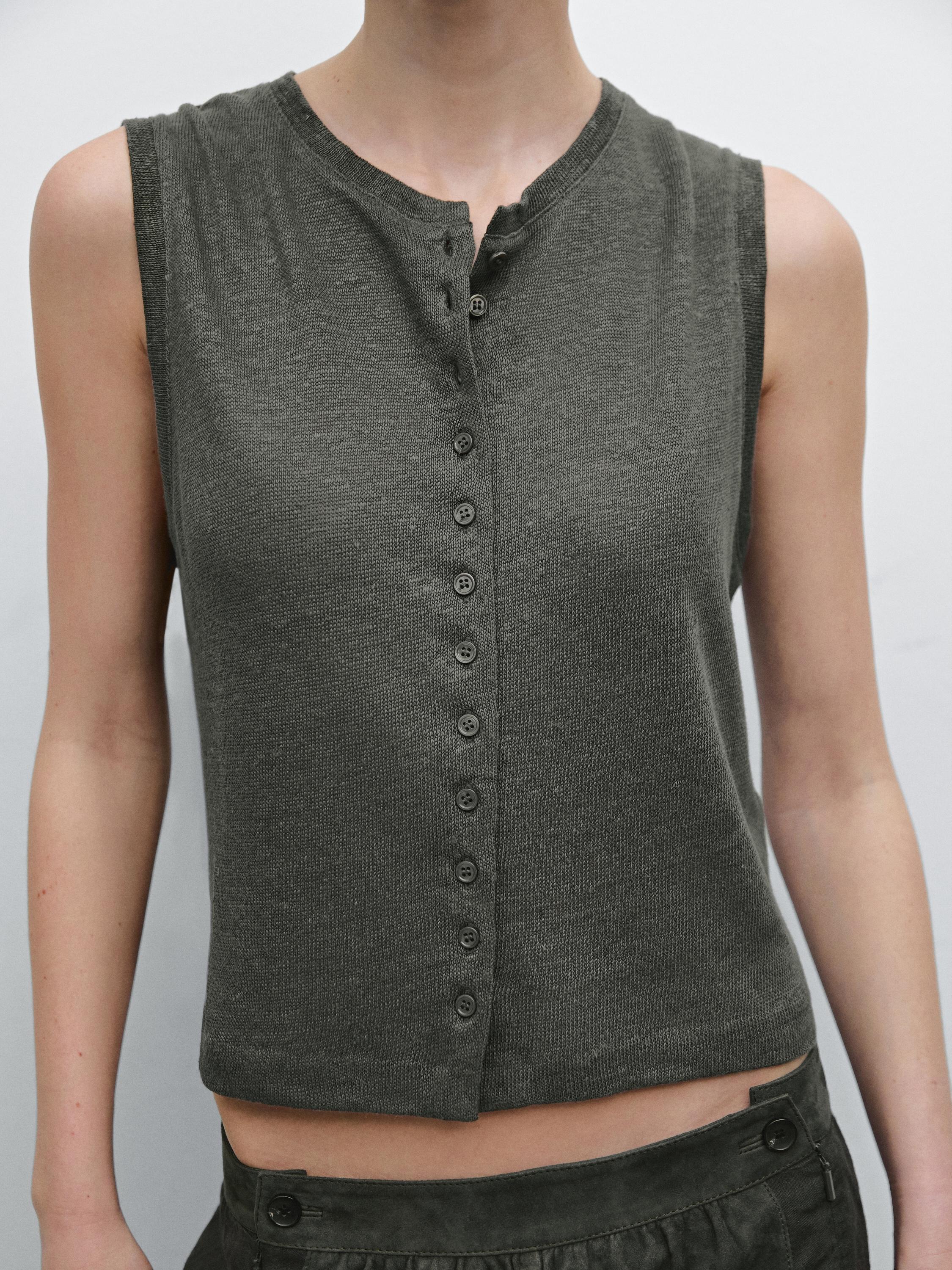Veste sans manches en maille de lin