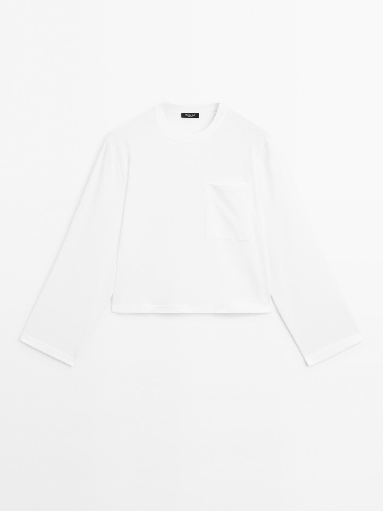 Massimo Dutti - Dame - Oversize T-Shirt Med Lommedetaljer - Råhvid - Xs