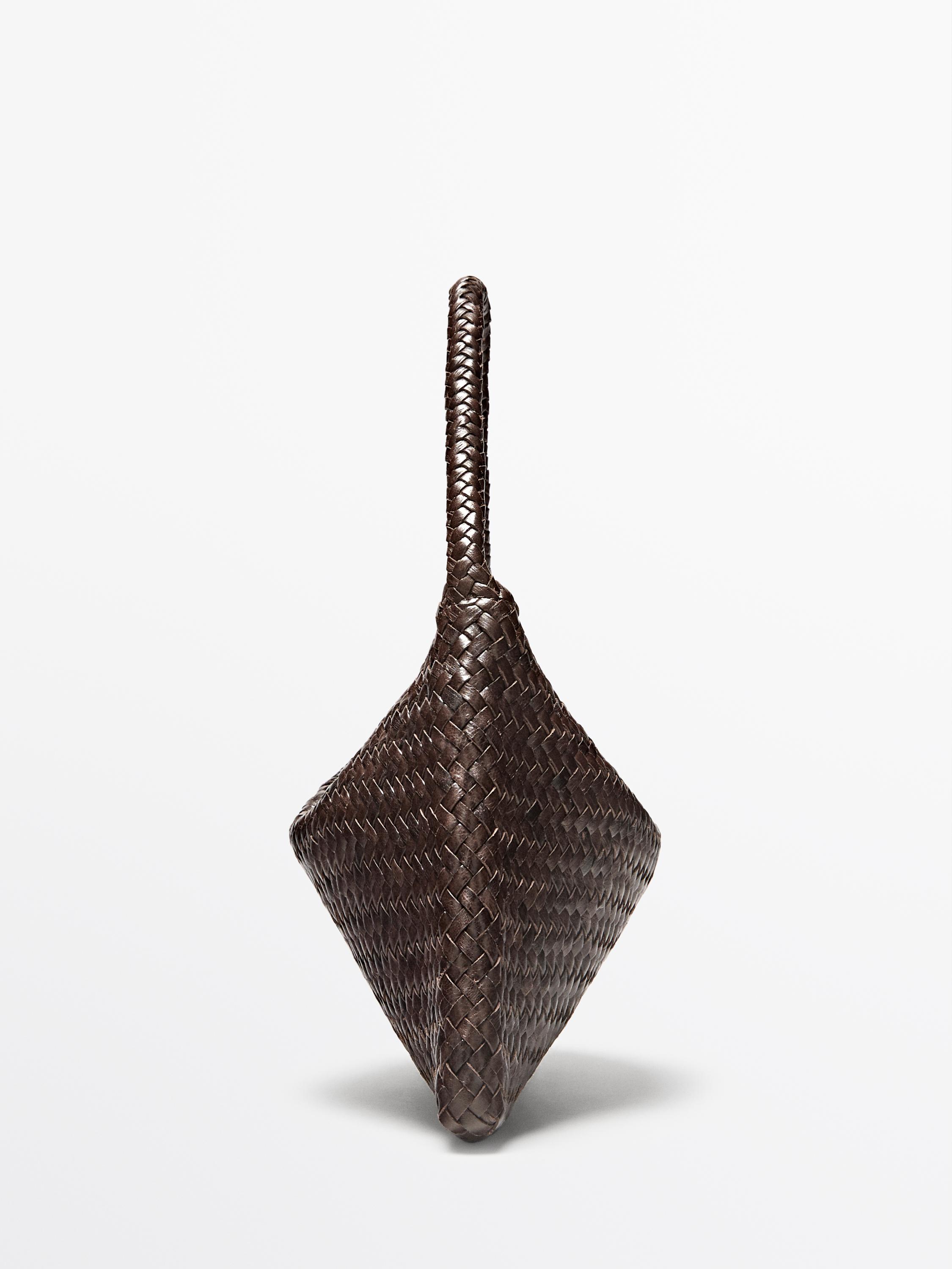 Small braided leather shoulder bag