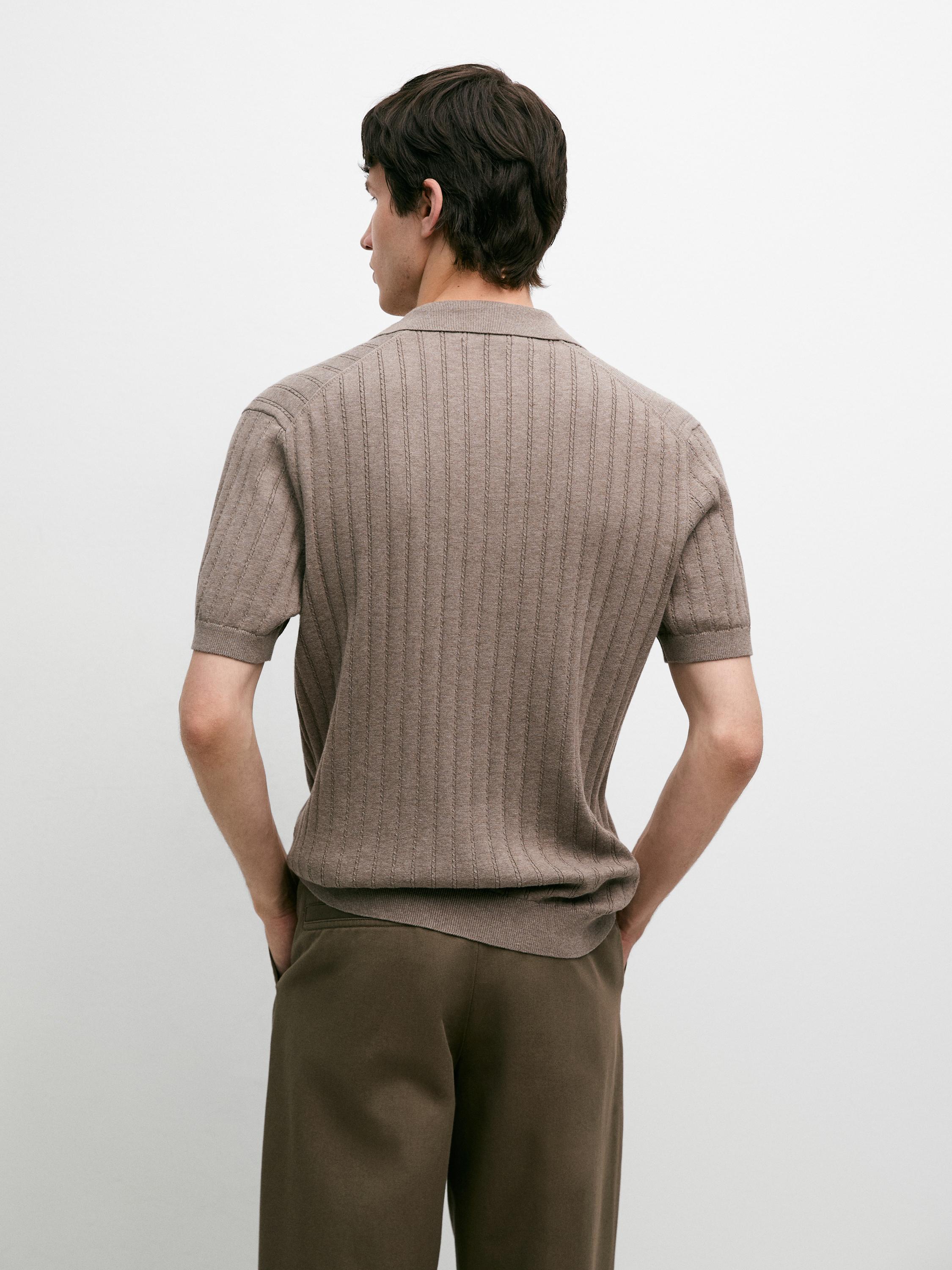 Cable-knit polo sweater — MINK