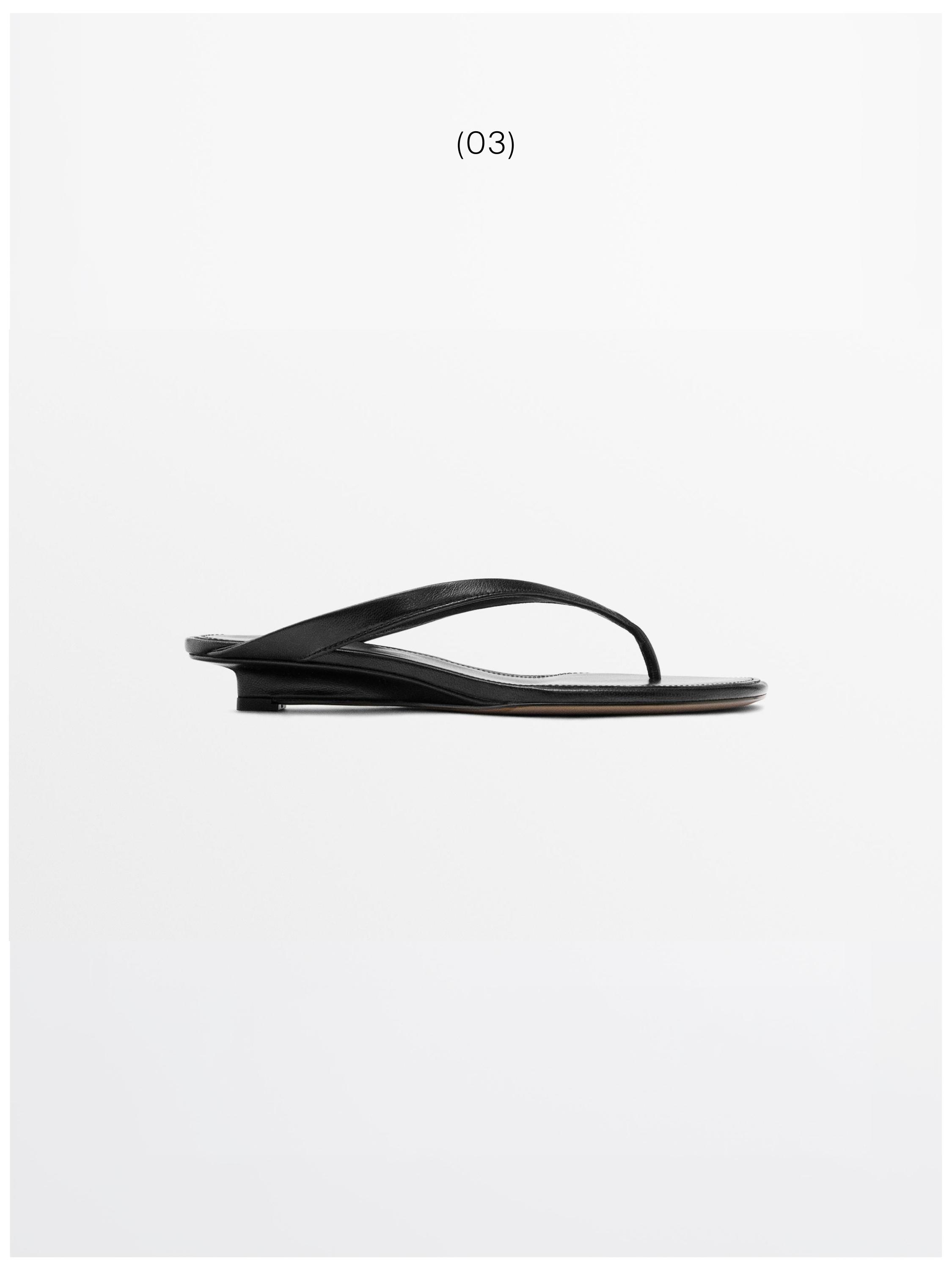 Mid-heel toe sandal — BLACK