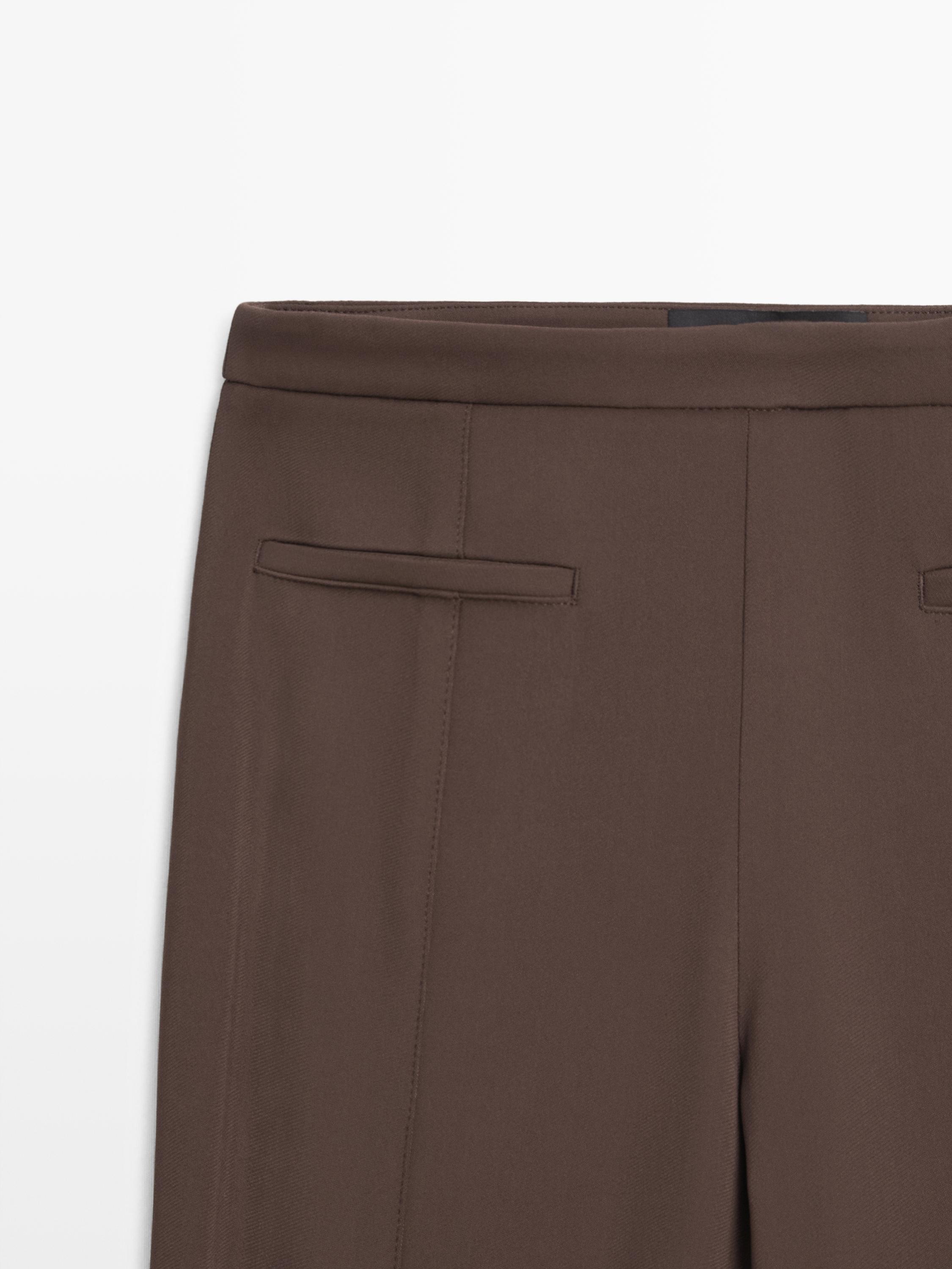 Flared trousers with pocket — BROWN