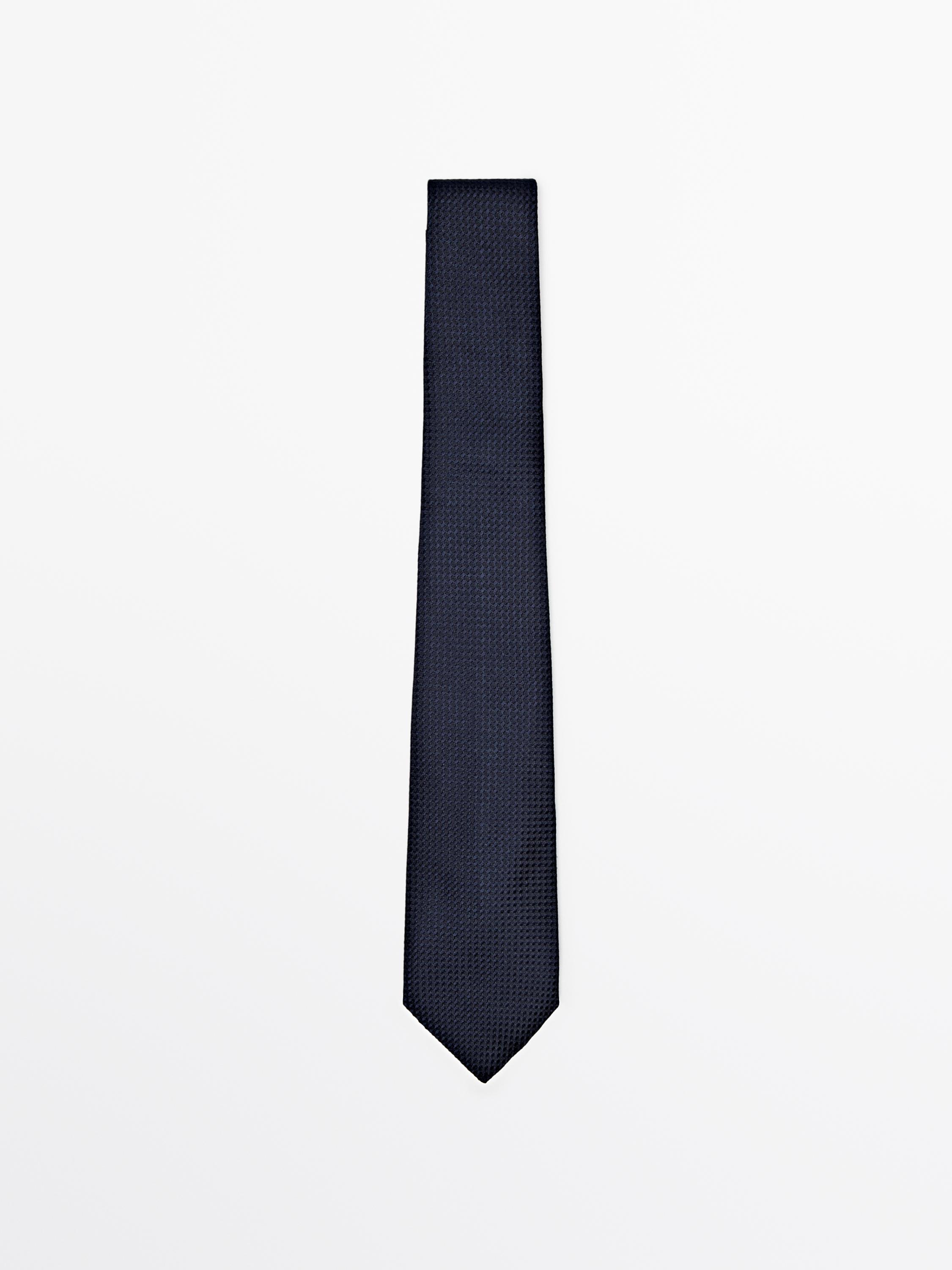 Corbata estructura 100% seda · Azul Marino · Accesorios | Massimo Dutti