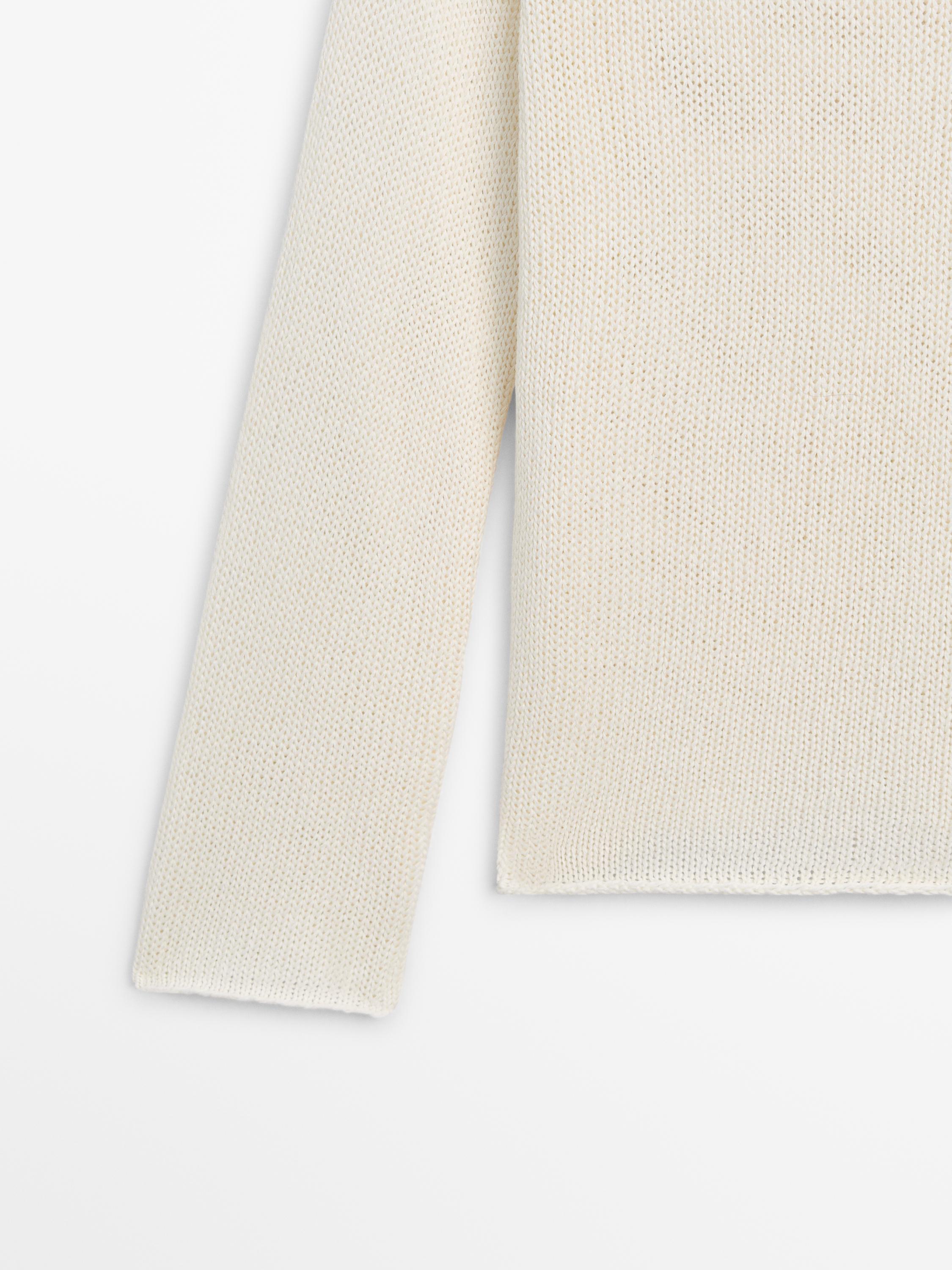 Cotton blend cutwork sweater — CREAM