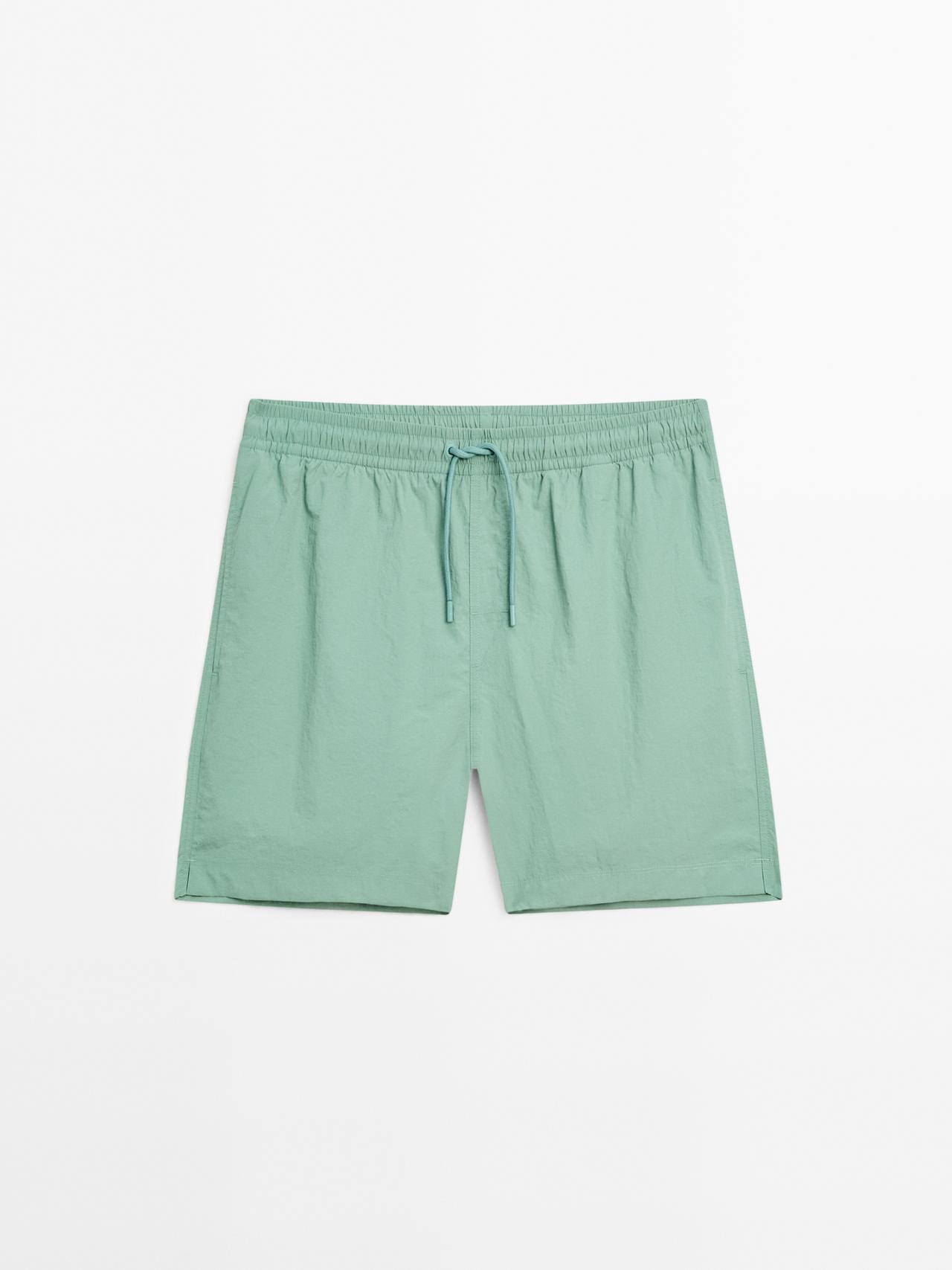 Massimo Dutti - Herre - Ensfarvede Badebukser - Himmelblå - Xl