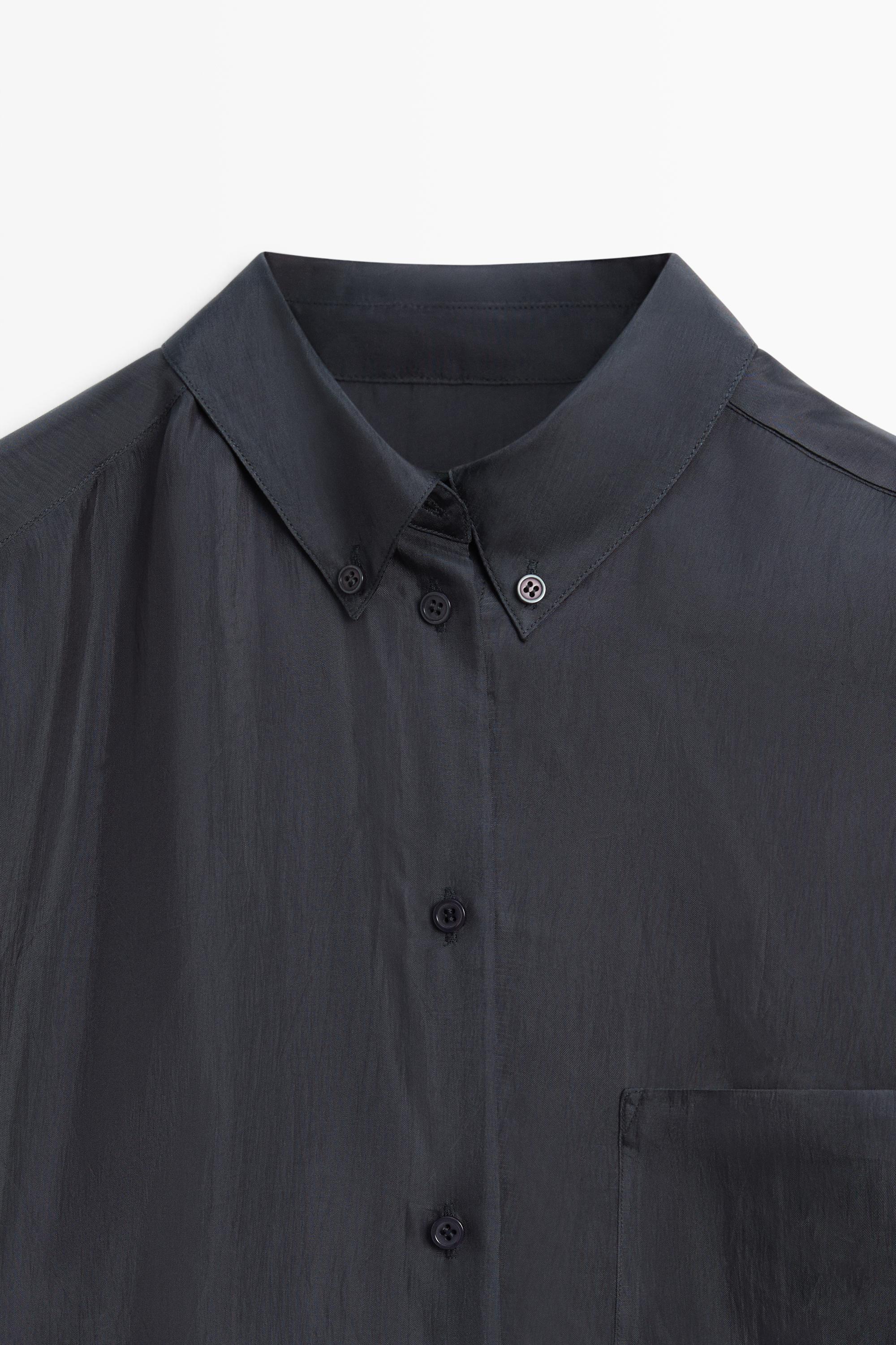 Flowing shirt with pocket detail — NAVY BLUE