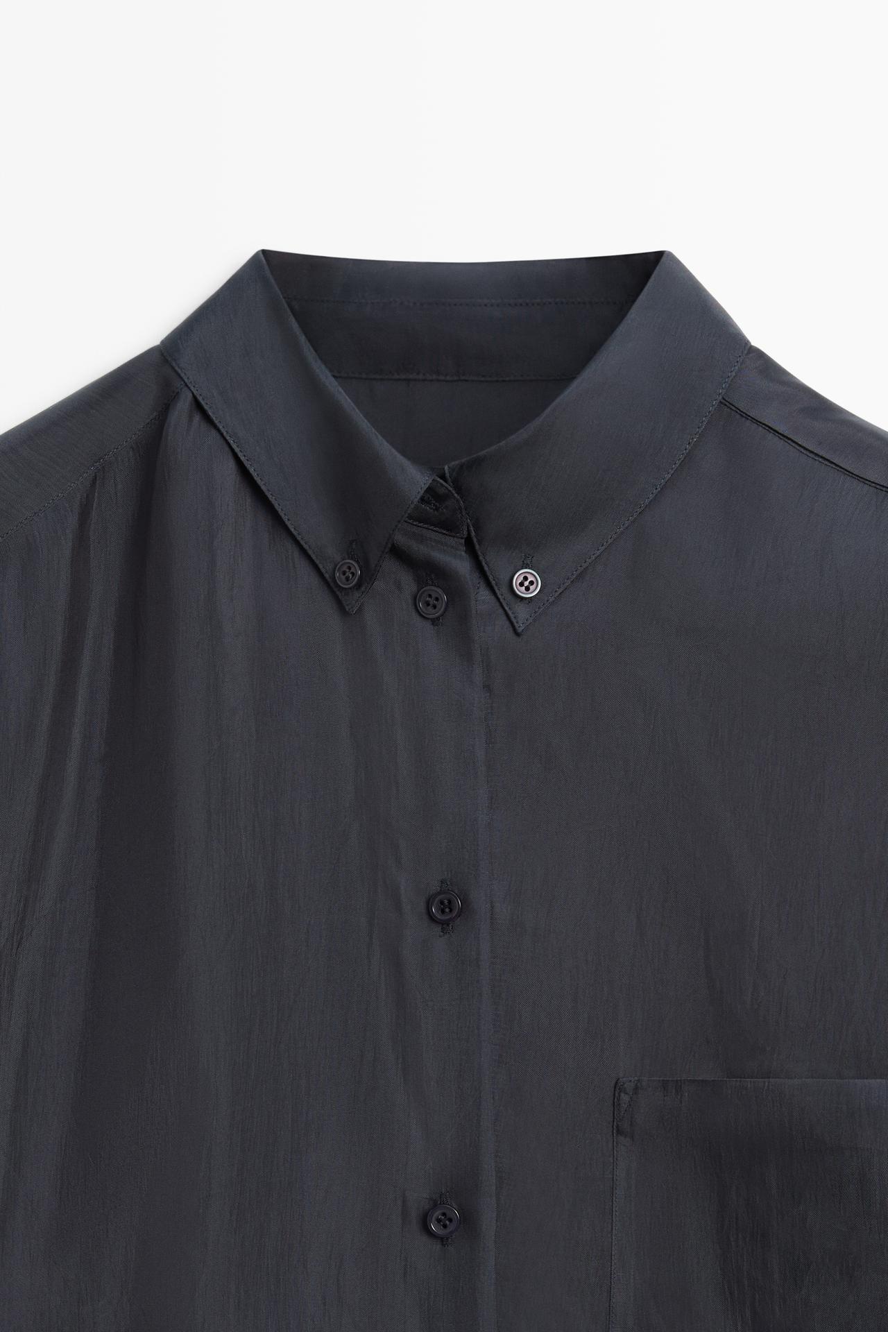 Flowing shirt with pocket detail — NAVY BLUE