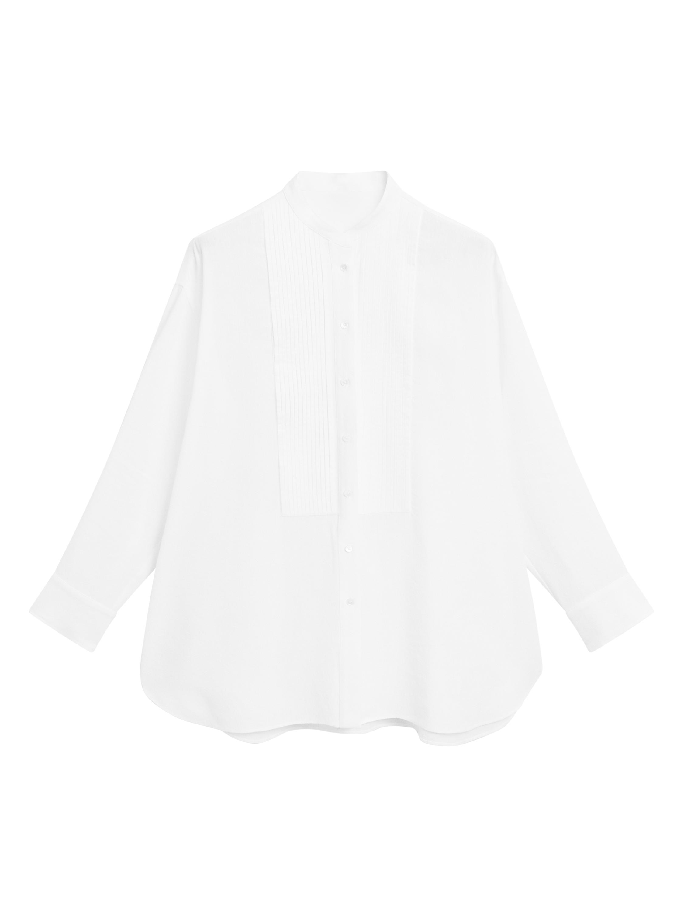 Linen blend shirt with thin pintucks