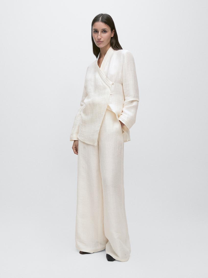 Massimo Dutti Flowing Linen Blend Trousers a lightweight trouser for