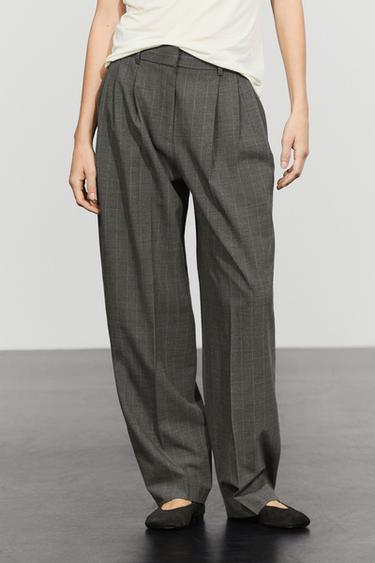 Pinstripe carrot fit pants — CHARCOAL 3