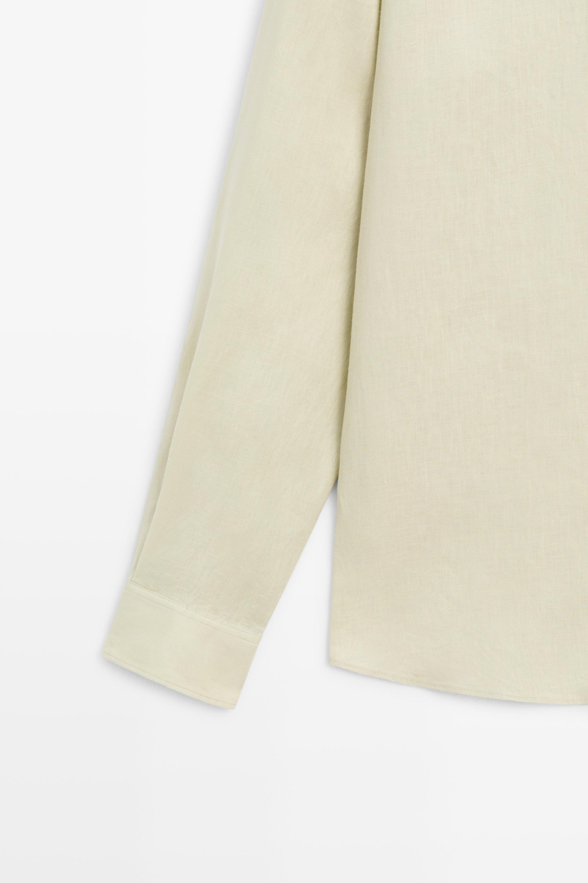 Slim fit 100% linen shirt — PALE GREEN
