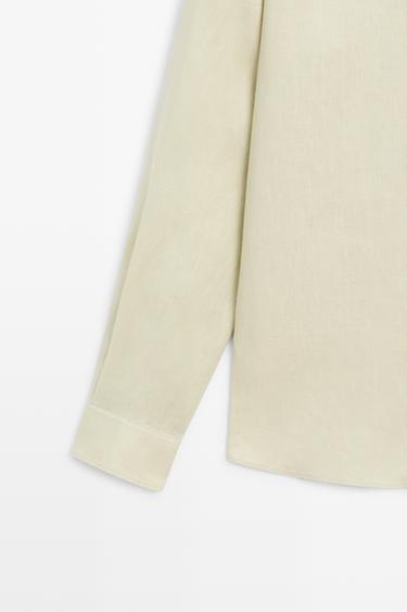 Slim fit 100% linen shirt — PALE GREEN 7