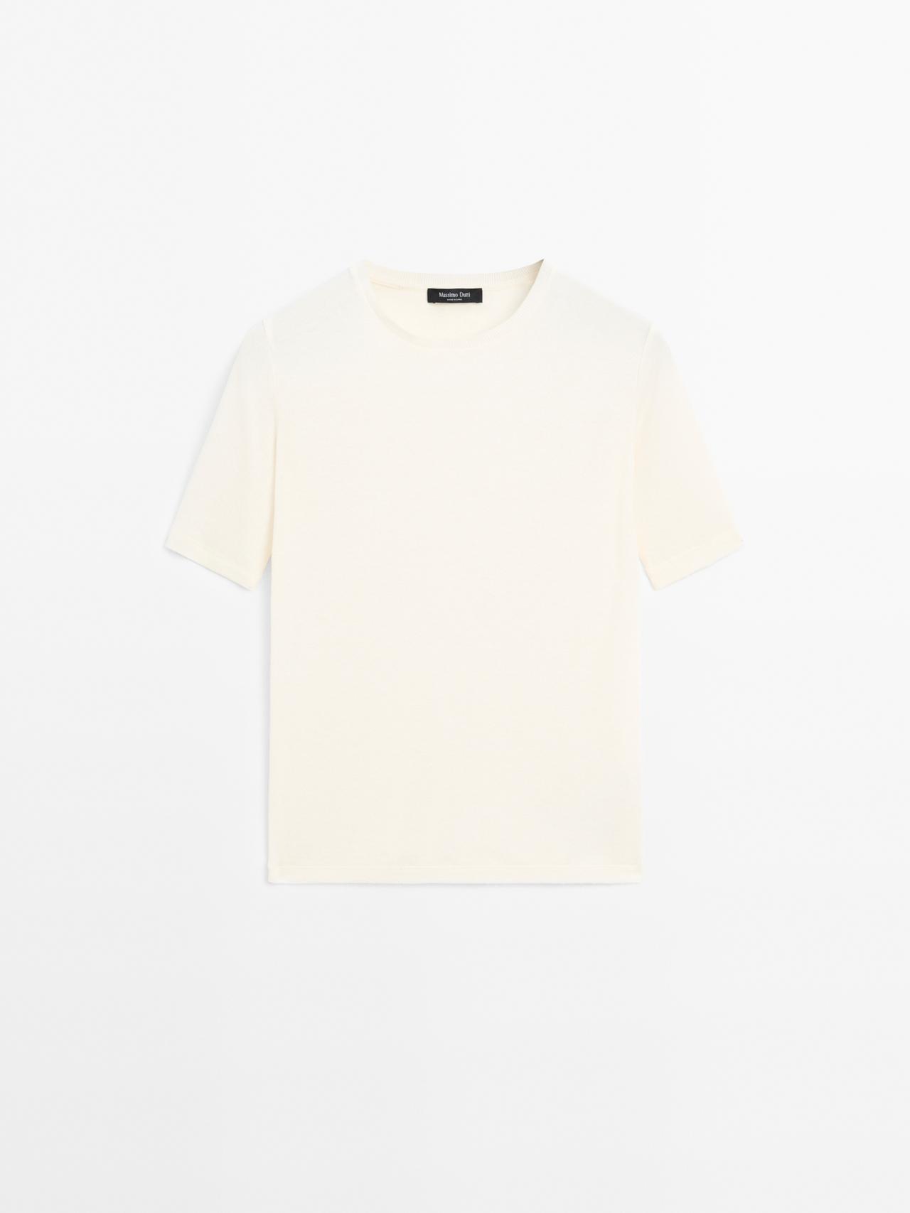 Massimo Dutti - Dame - Kortærmet T-Shirt I En Bomuldsblanding - Råhvid - Xs