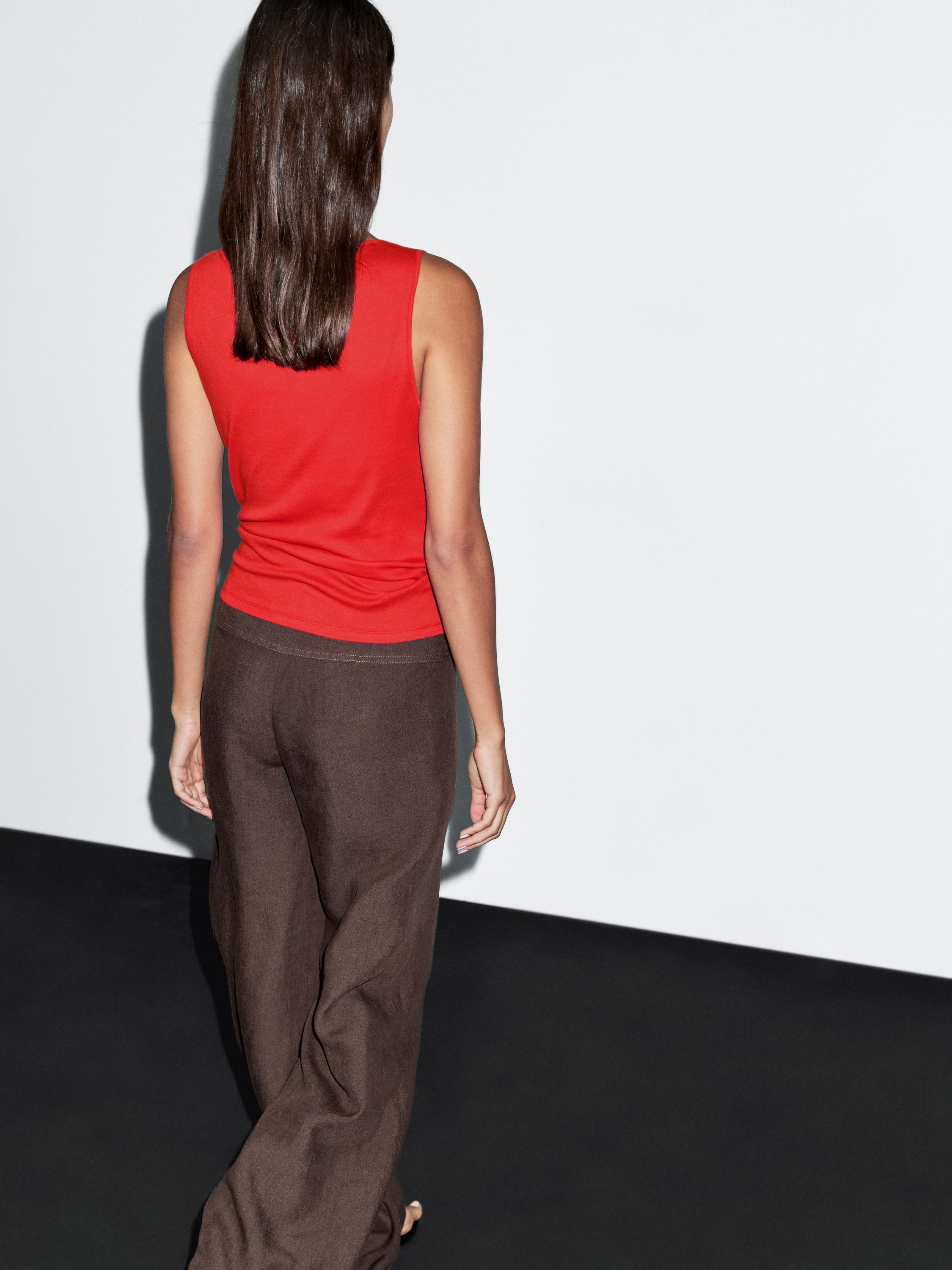 100% cotton top with draped neckline