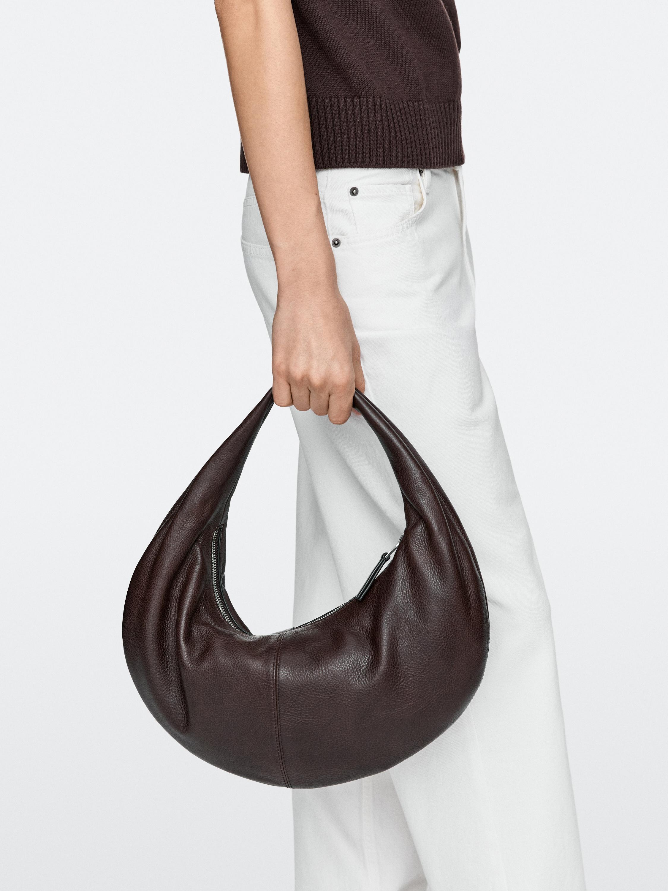 Medium nappa leather half-moon bag