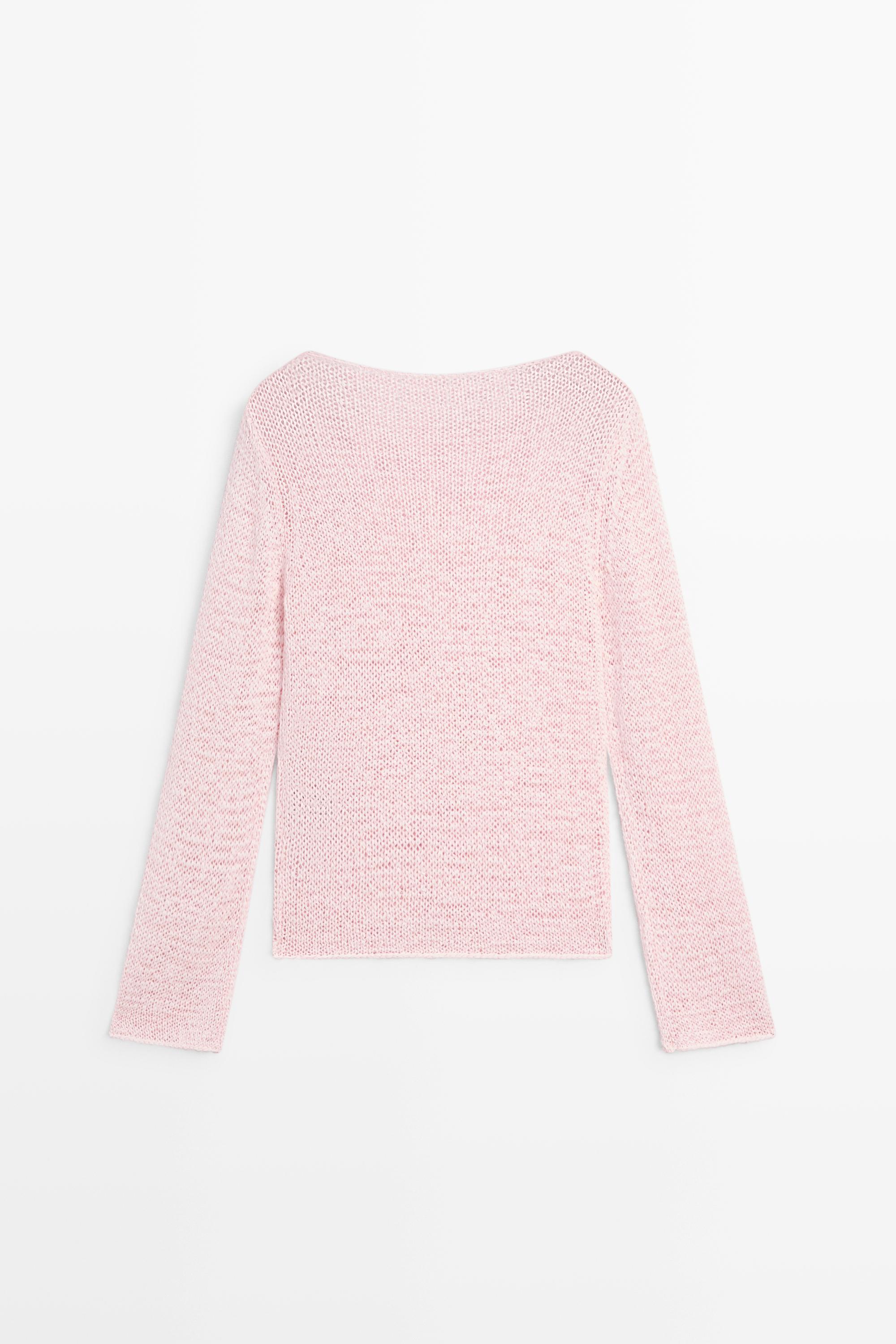 Boat neck knit sweater — PINK