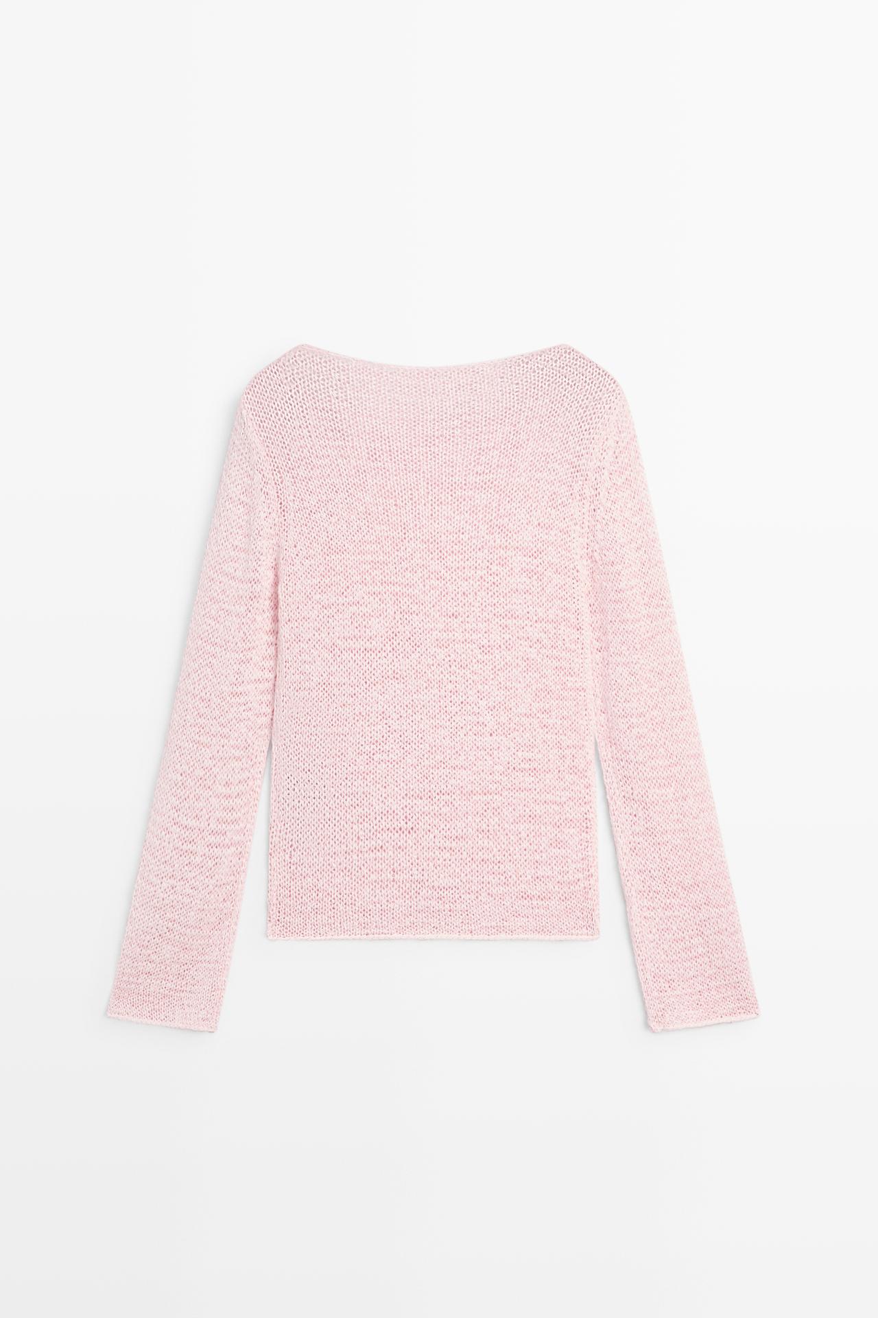 Boat neck knit sweater — PINK
