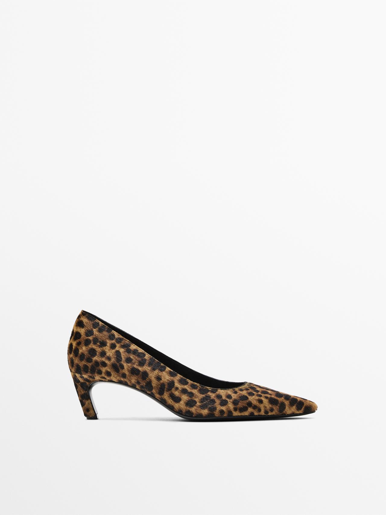 Massimo Dutti - Dame - Højhælede Sko Med Dyreprint - Leopard - 35