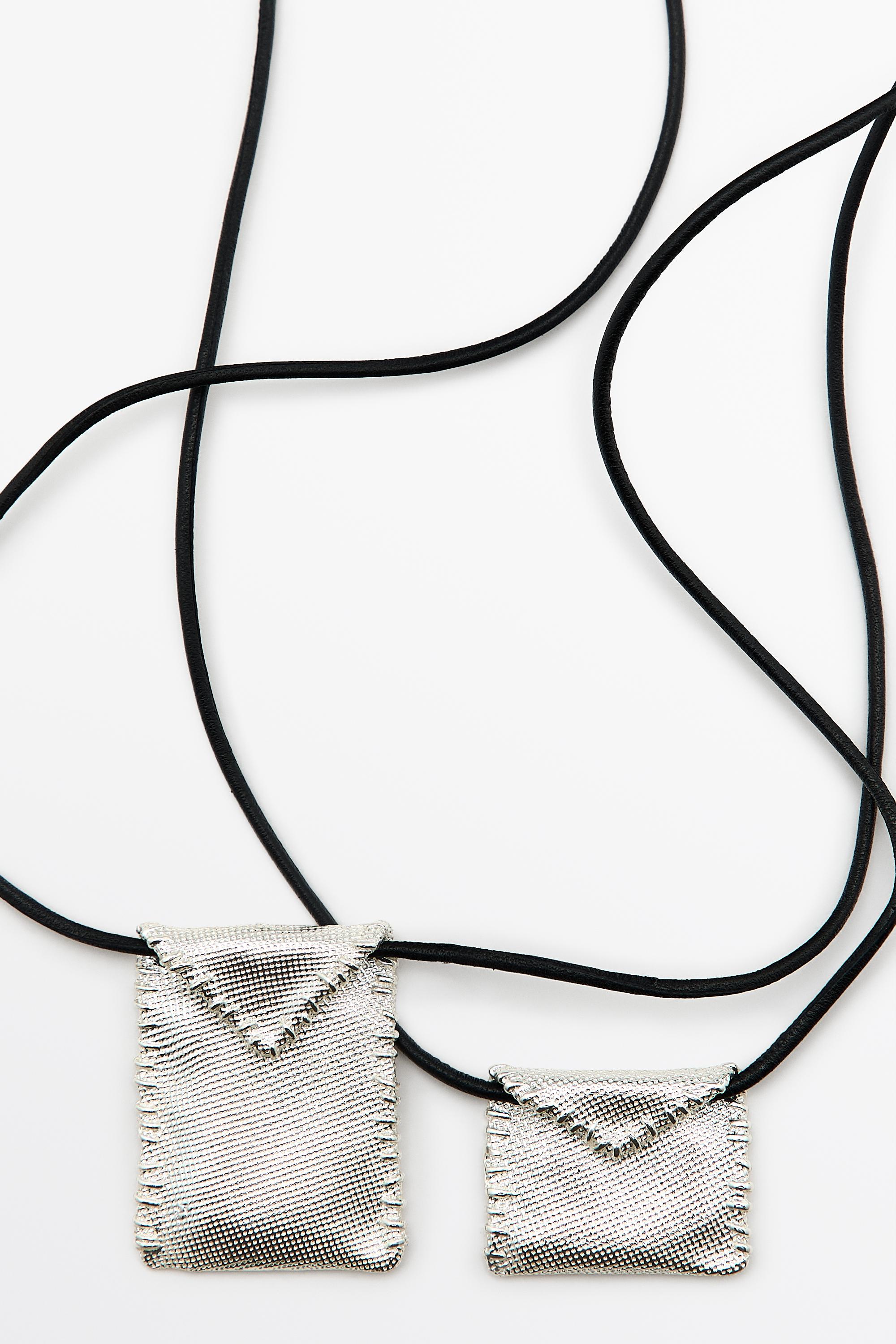 Envelope cord necklace — SILVER