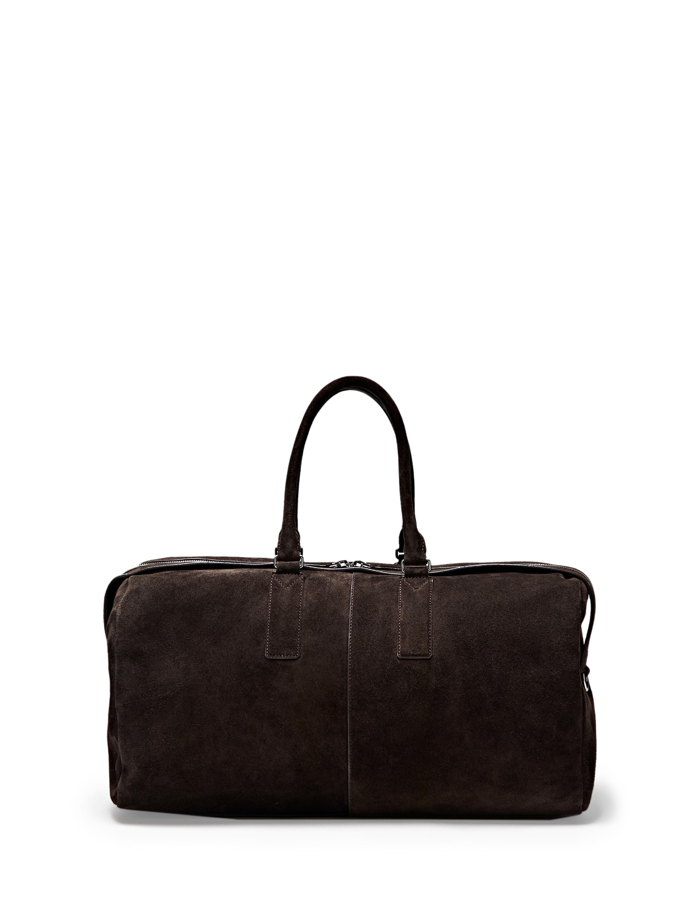 Suede leather travel bag — BROWN