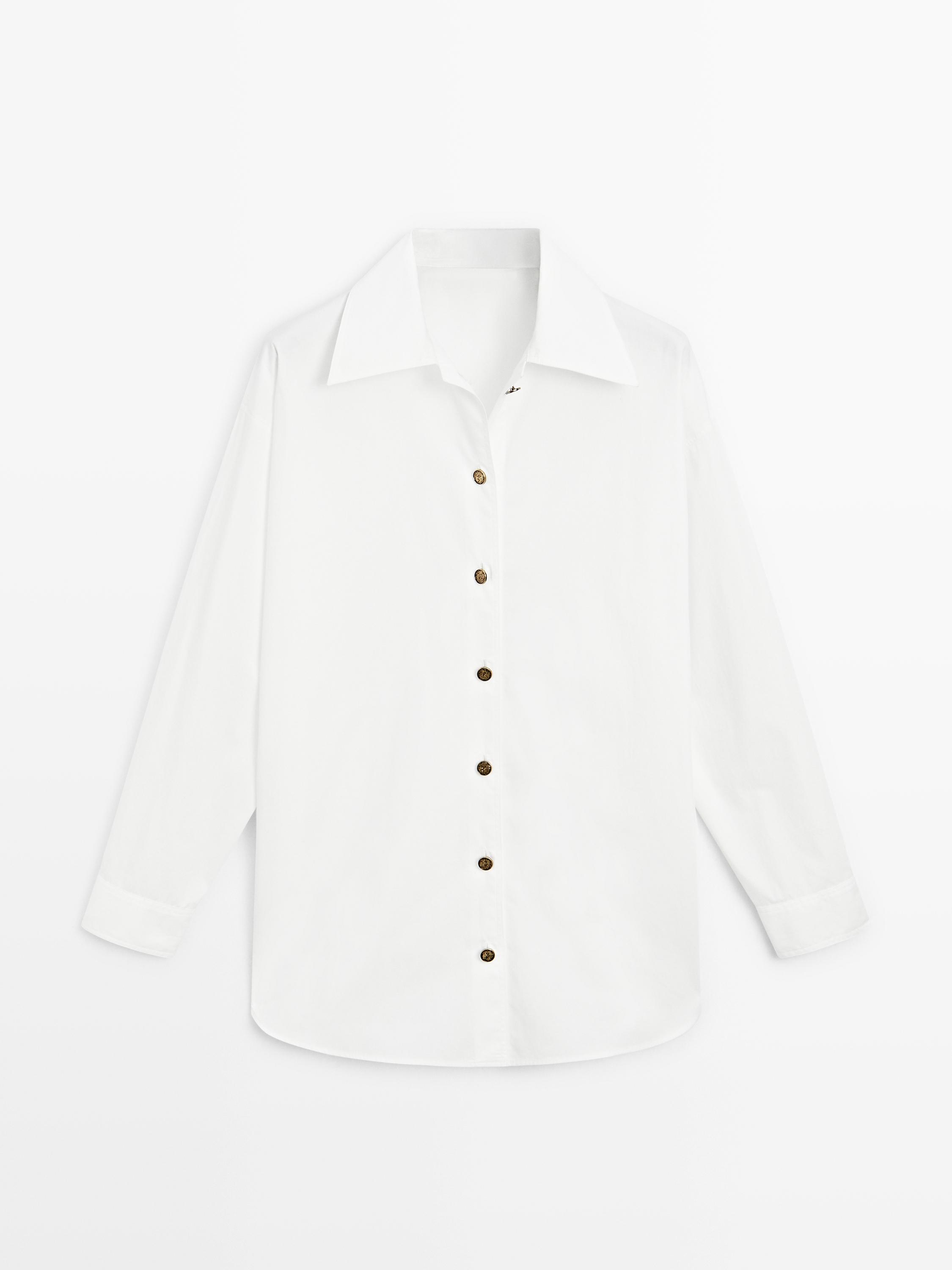 Poplin shirt with golden buttons