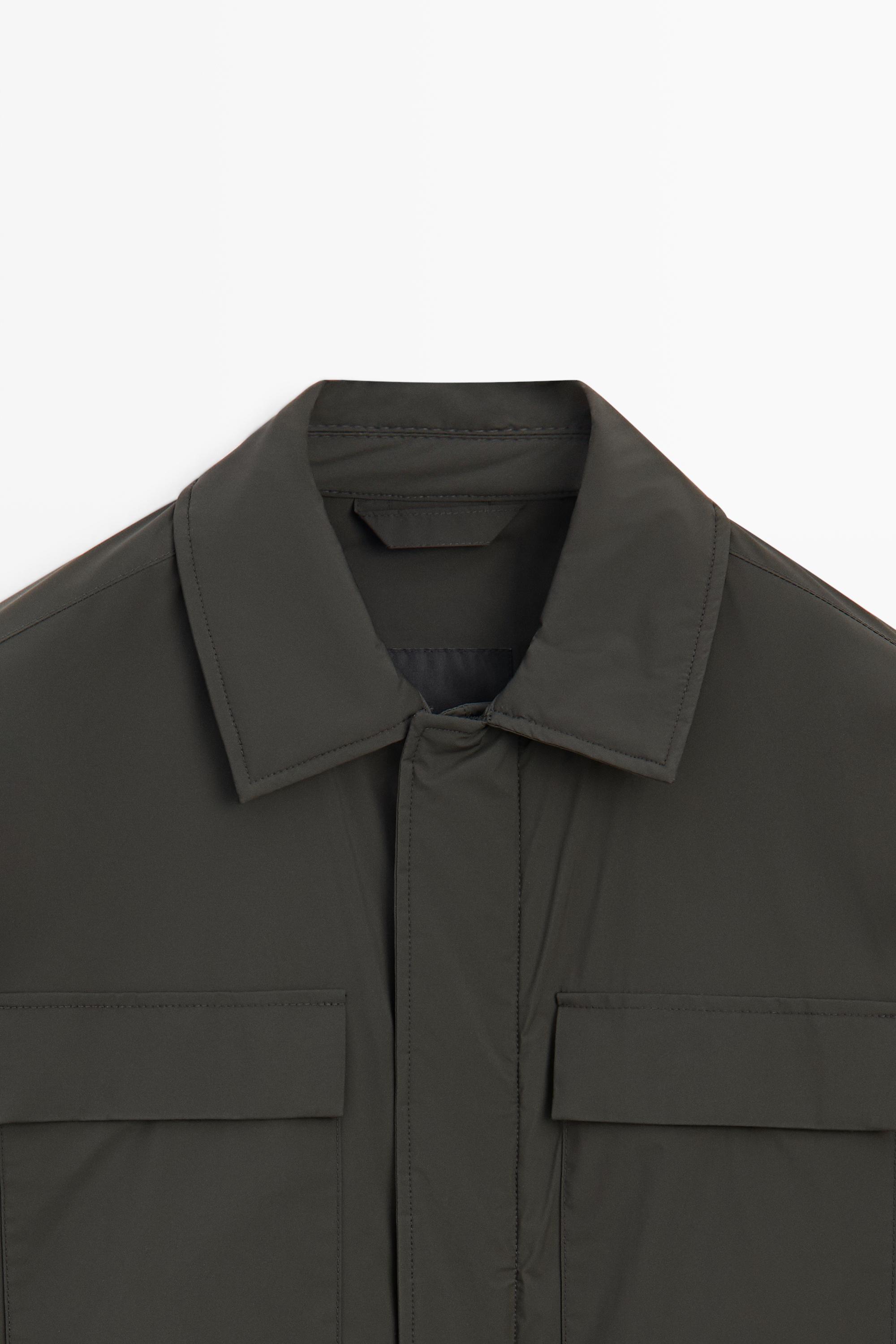 Technical fabric pocket detail jacket — Green-grey