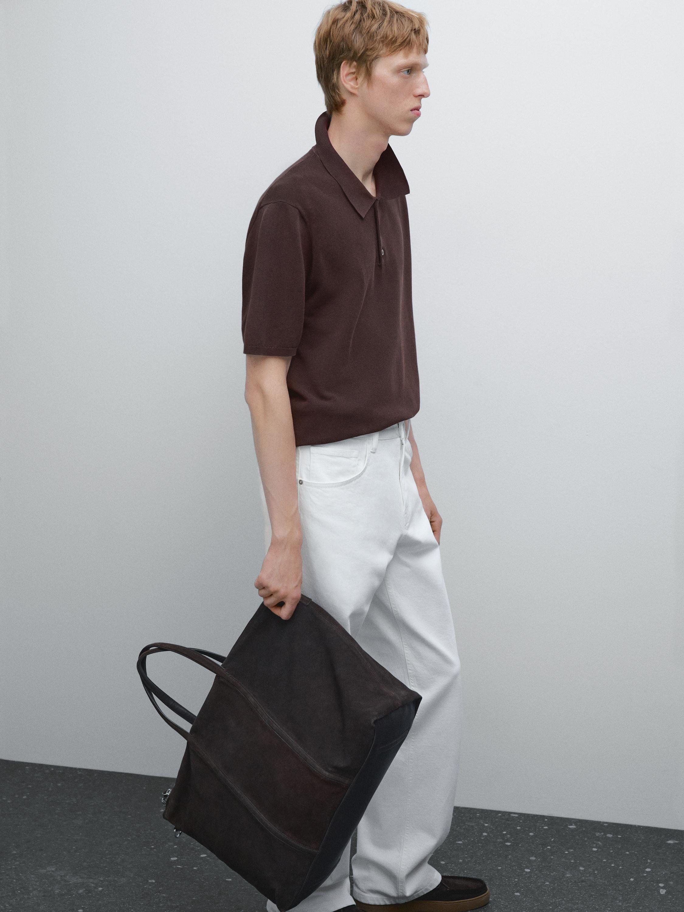 Structure knitted polo shirt 100% cotton