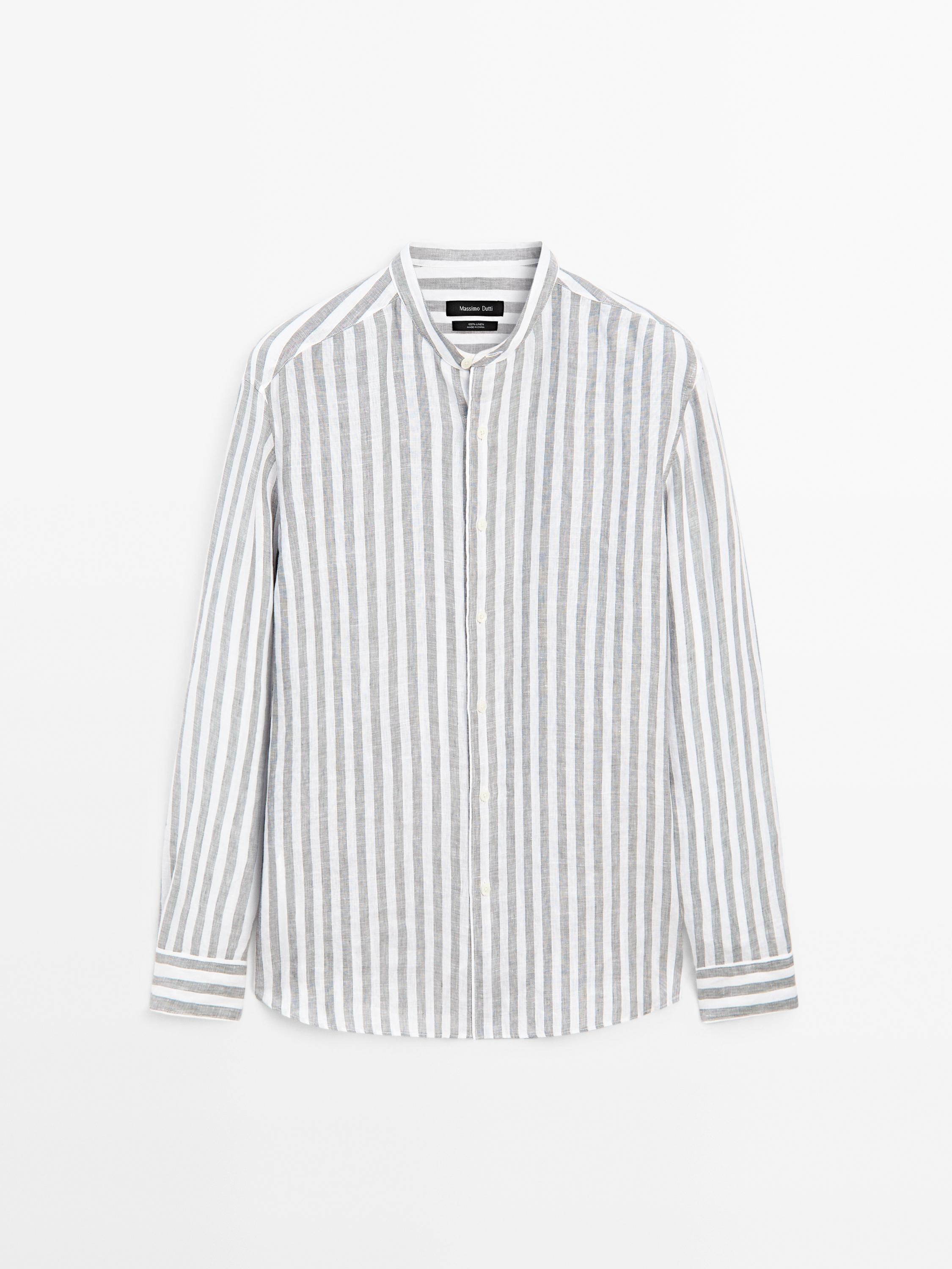 Mao collar regular fit shirt