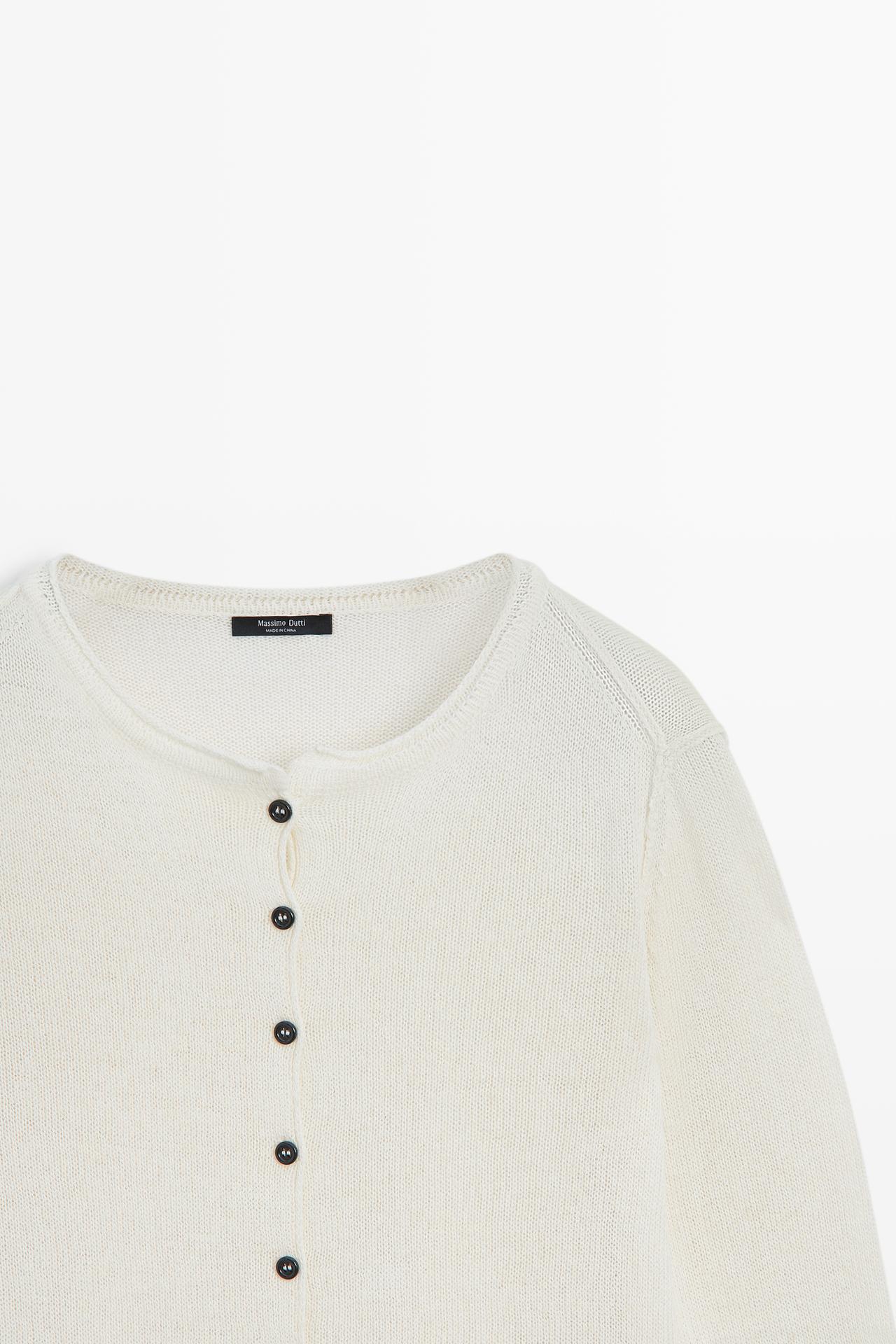 Knit cardigan with seam detail — Off white