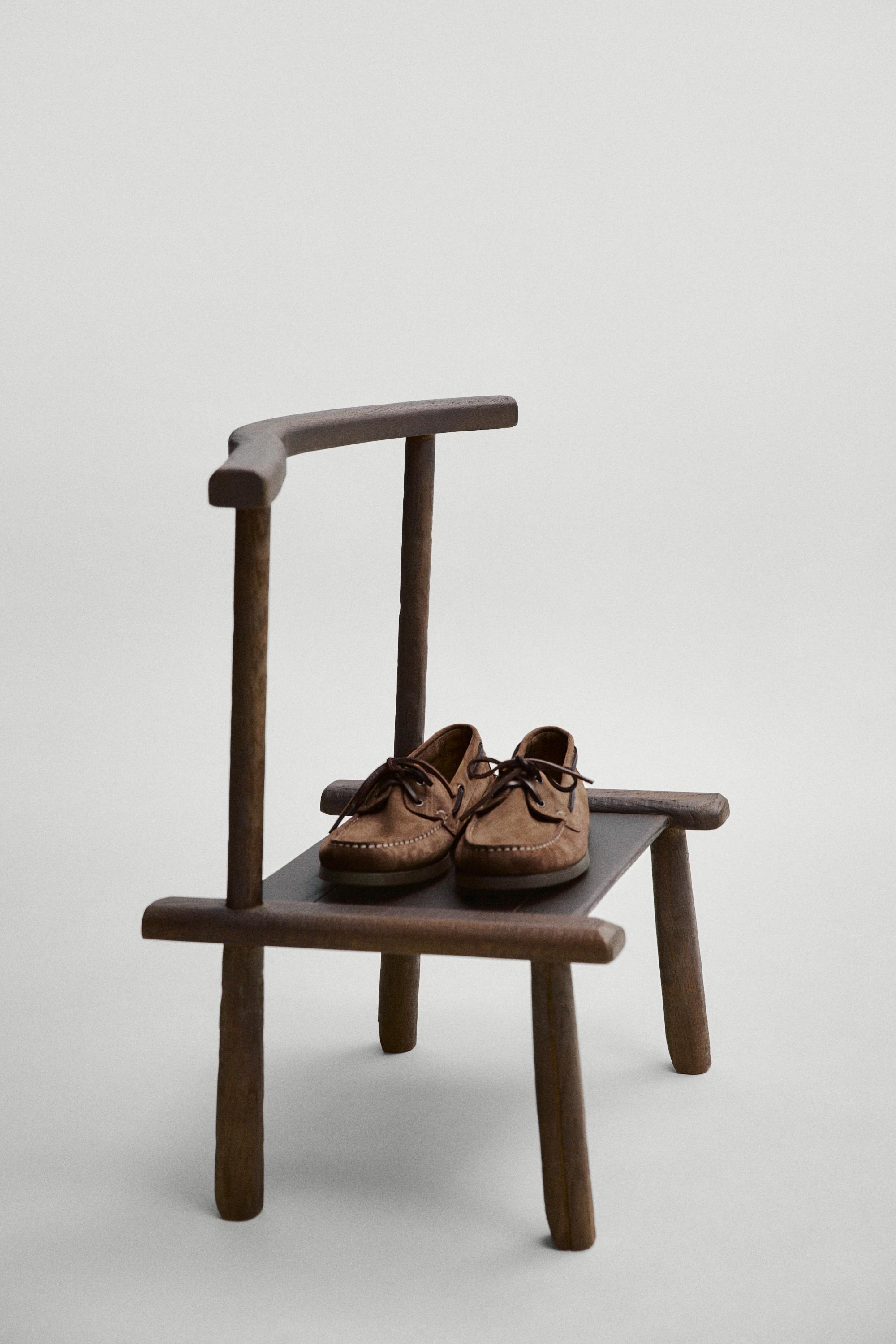 Leather boat shoe — BROWN