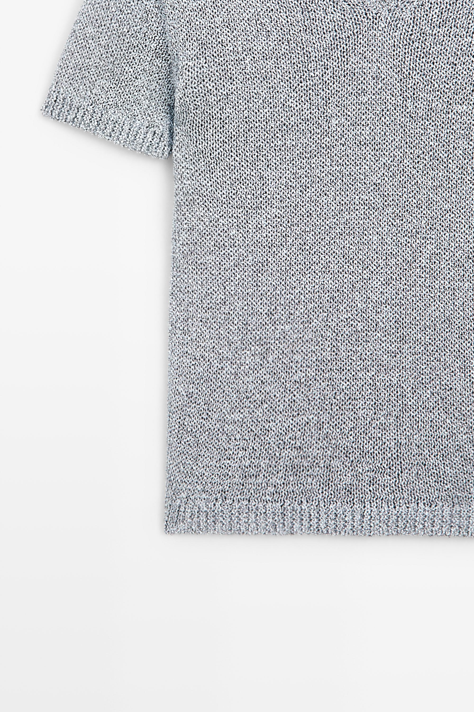 Short sleeve knit top — BLUISH