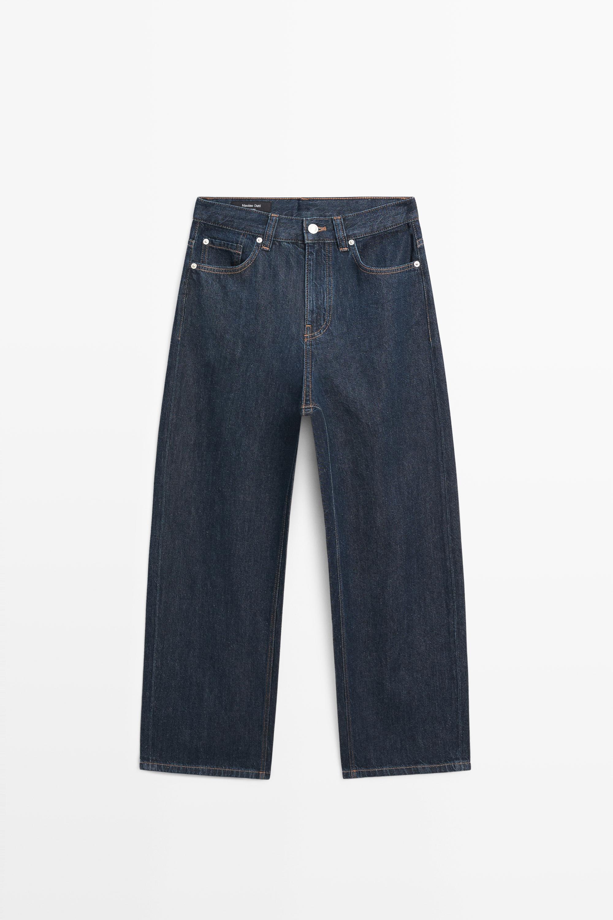 Mid-rise wide-leg cropped jeans — DARK BLUE