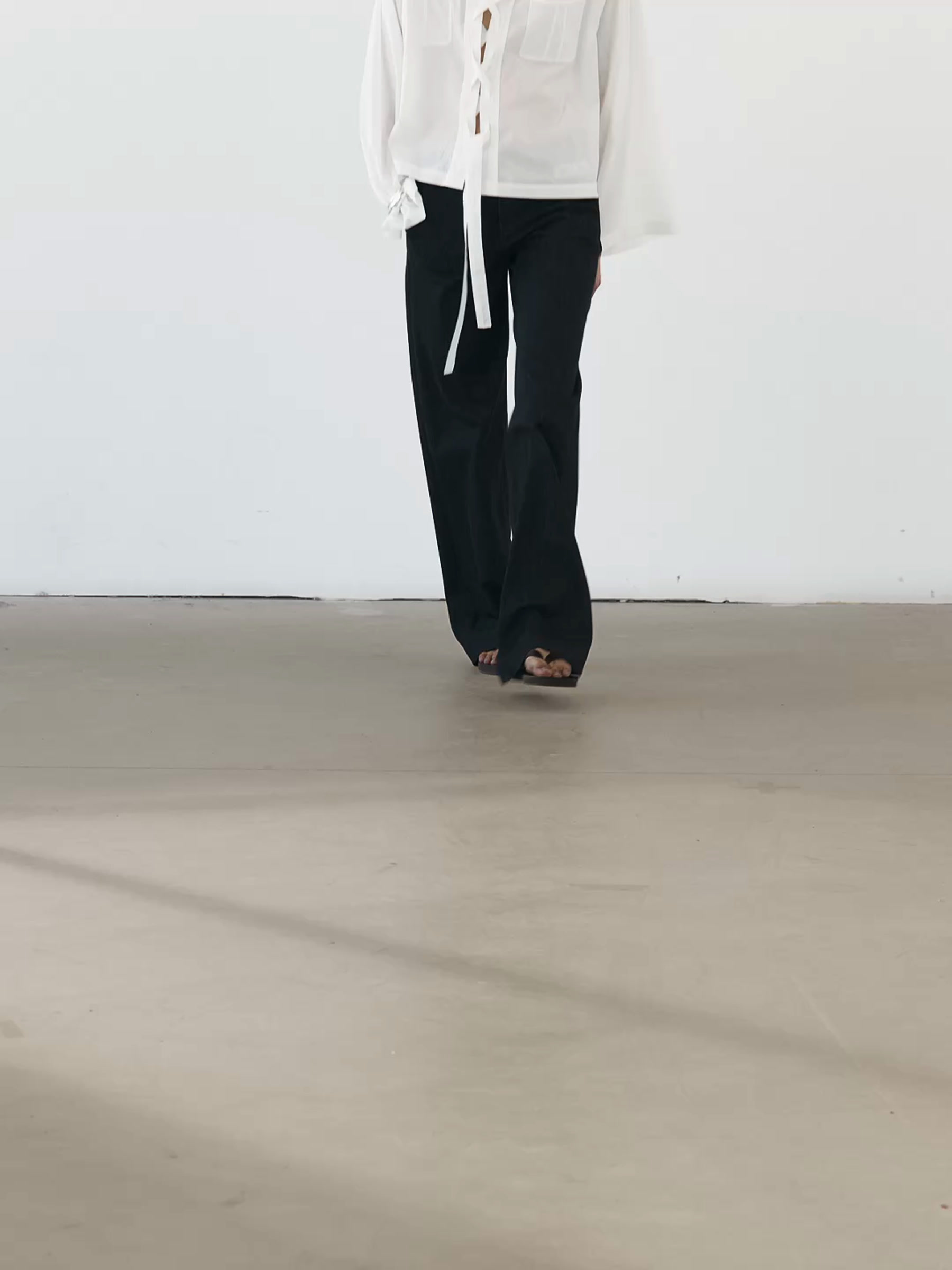 Mao collar blouse with lace detail
