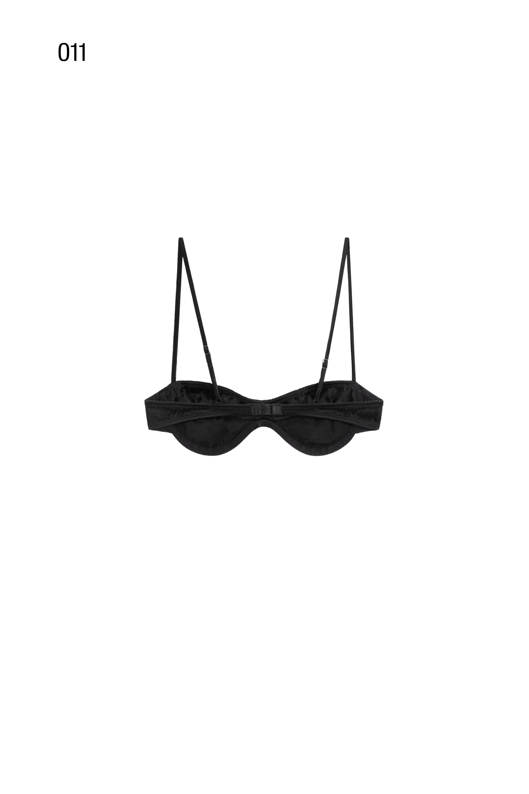 Bandeau top with underwire and seam detail — BLACK